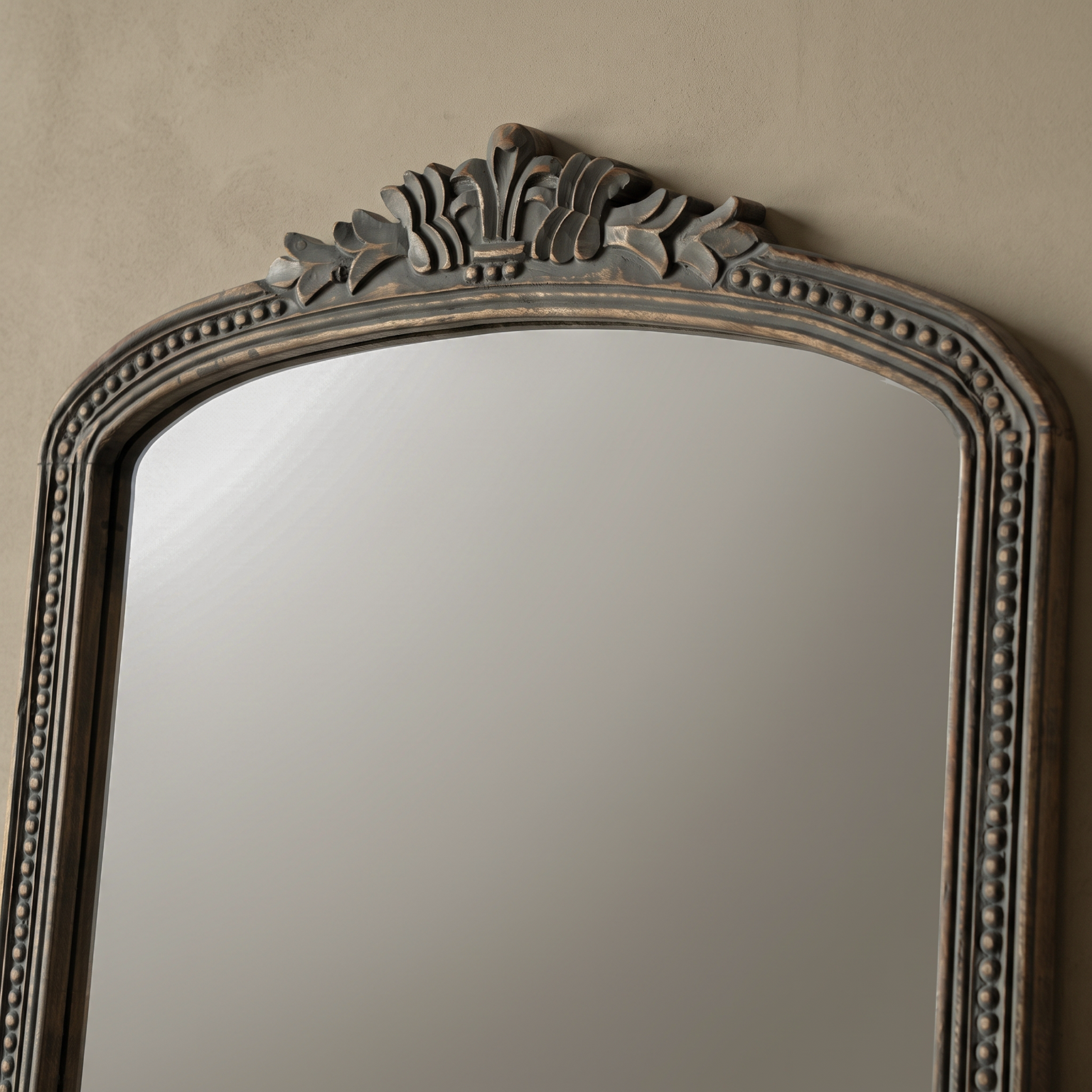 French Louis Classic Arch Wall Mirror – Antique Grey