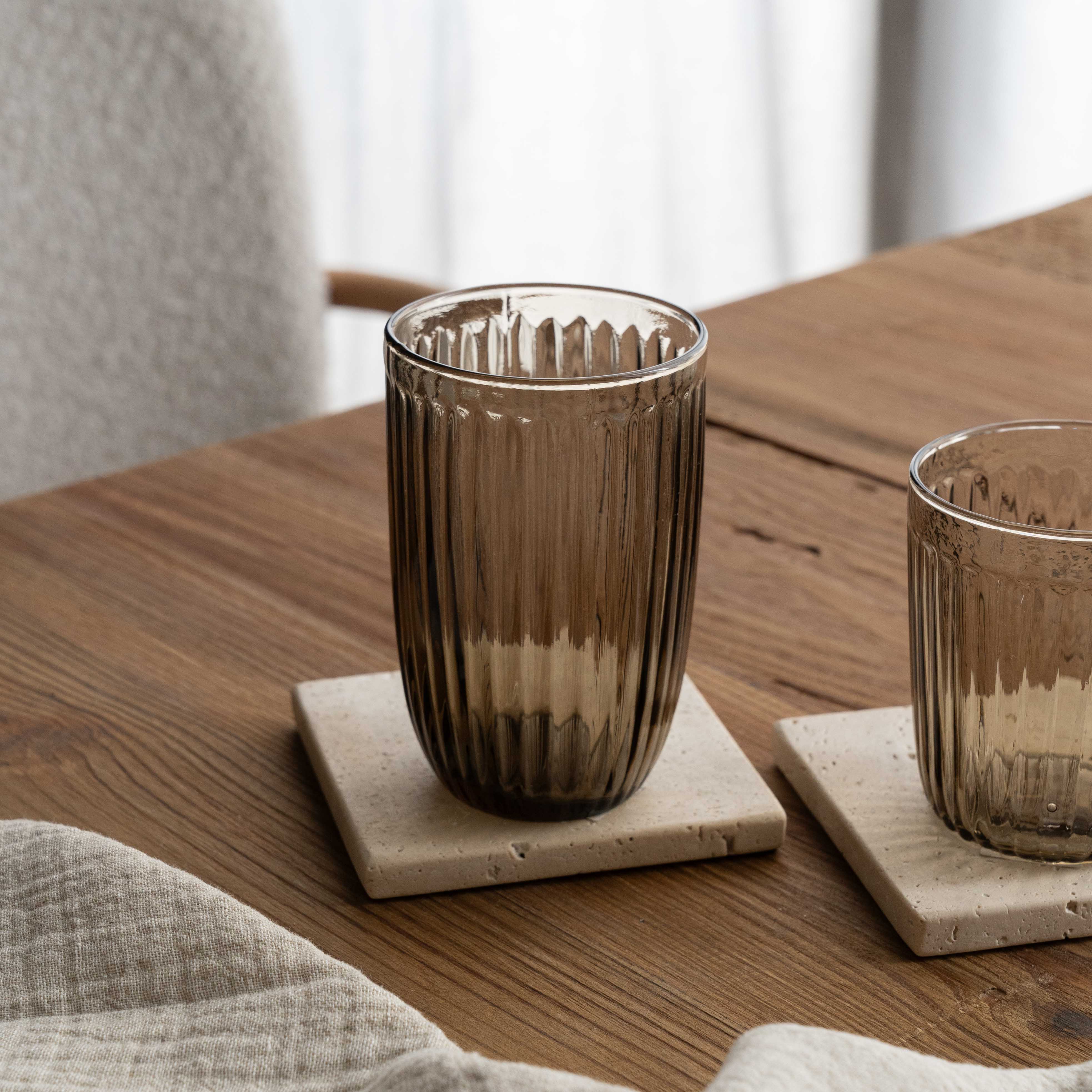 Mist Ribbed Drinking Glass - Smoke Brown - Glass Set - WS Living Furniture  Furniture Store in Dubai