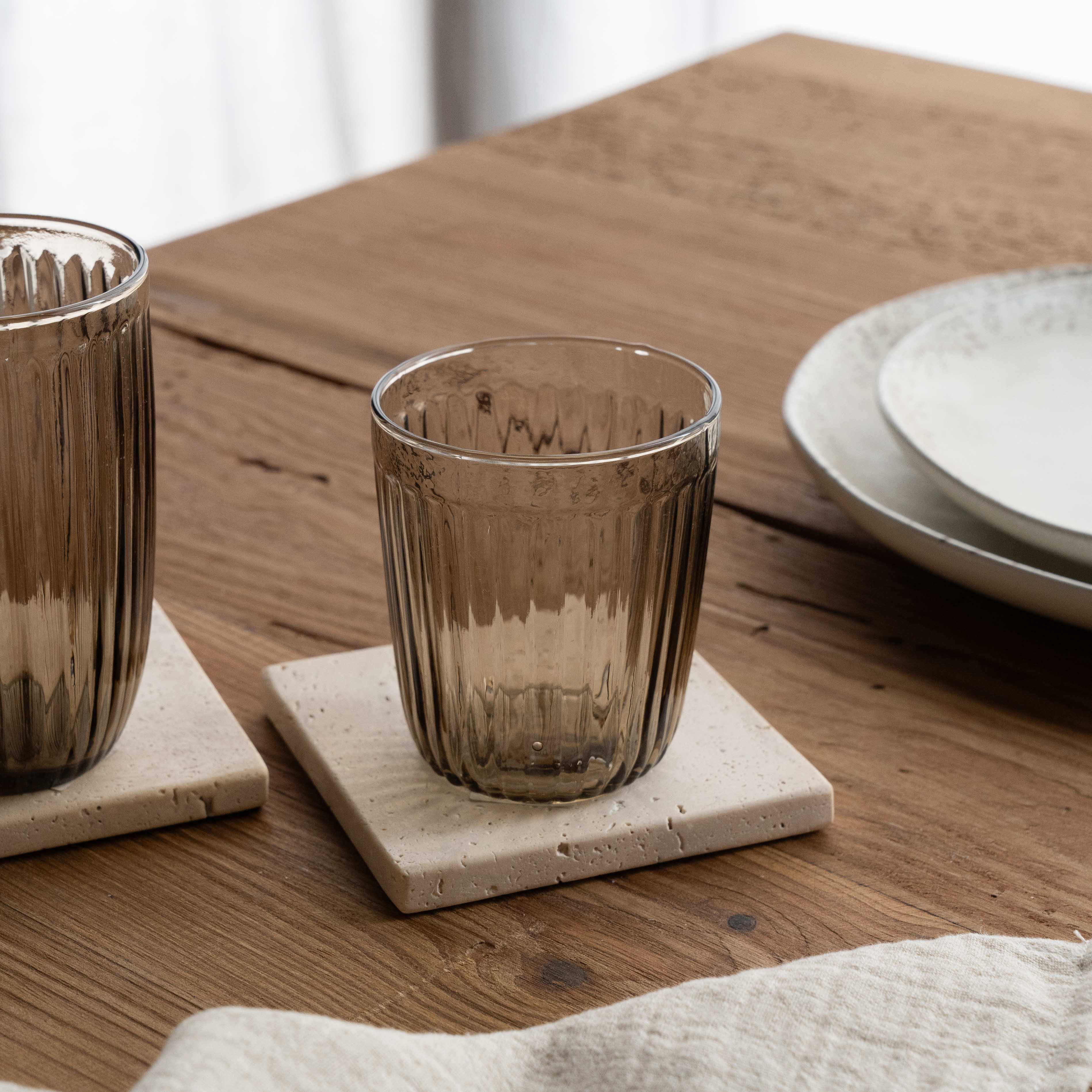 Mist Ribbed Drinking Glass - Smoke Brown - Glass Set - WS Living Furniture  Furniture Store in Dubai