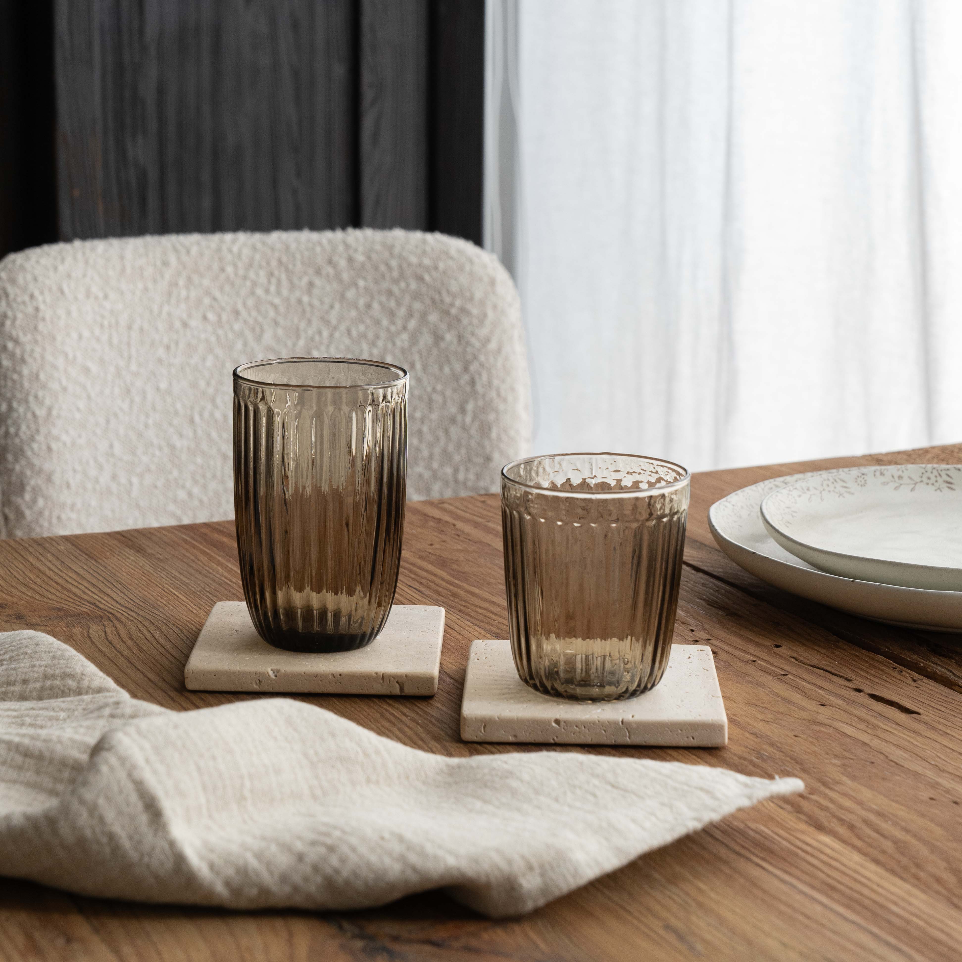 Mist Ribbed Drinking Glass - Smoke Brown - Glass Set - WS Living Furniture  Furniture Store in Dubai