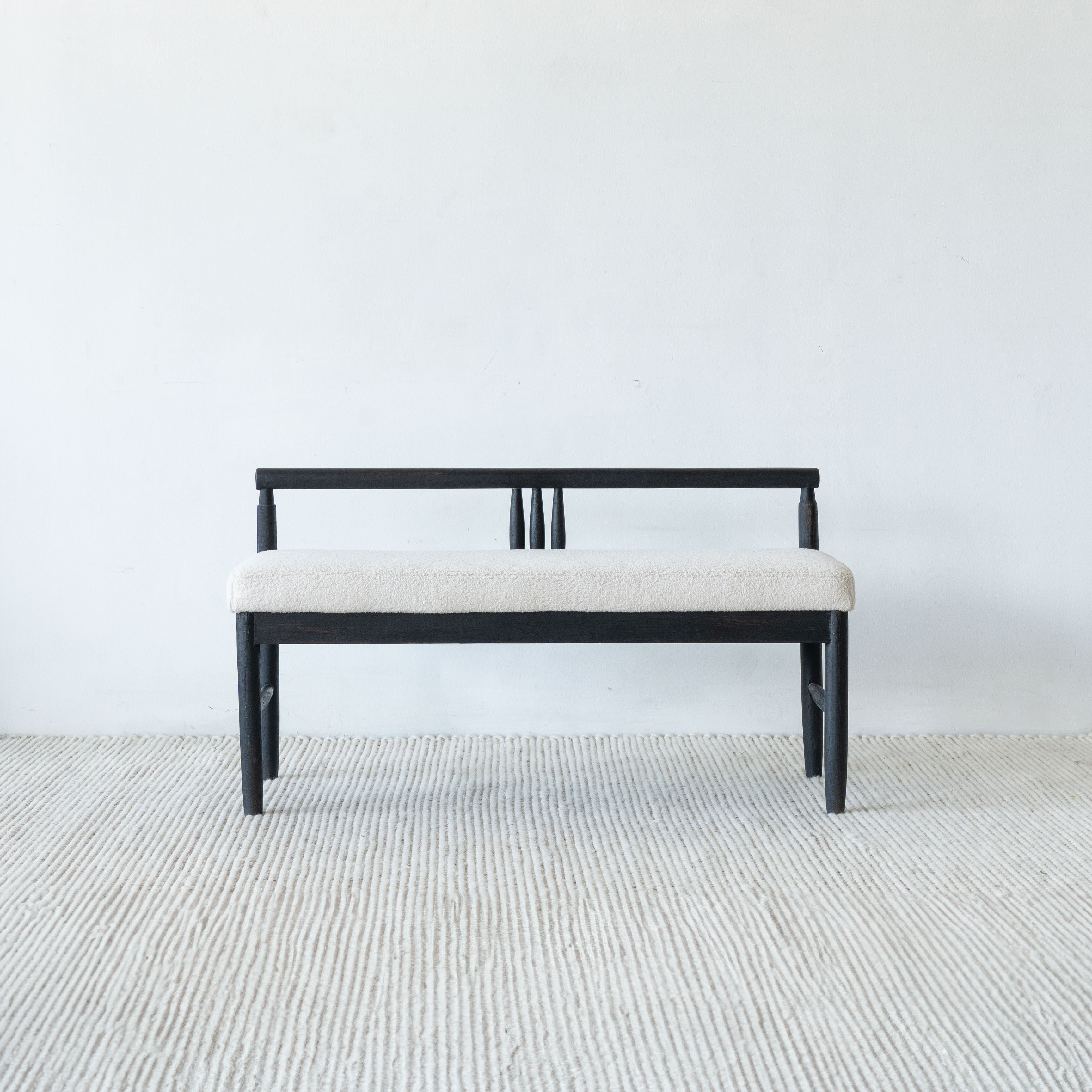 Mondrich Solid Wood Black & Boucle Bench - - WS Living Furniture Furniture Store in Dubai