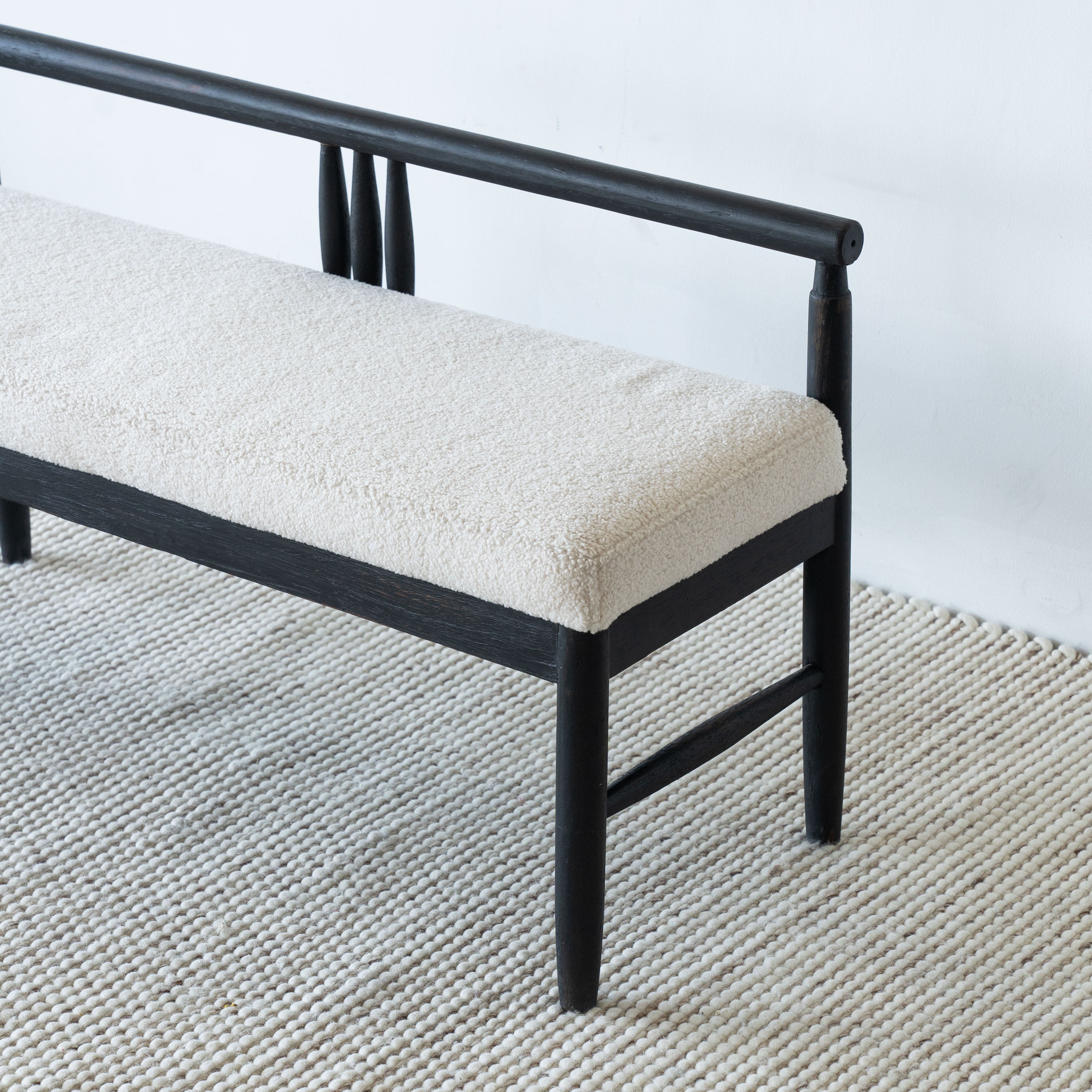 Mondrich Solid Wood Black & Boucle Bench - - WS Living Furniture Furniture Store in Dubai