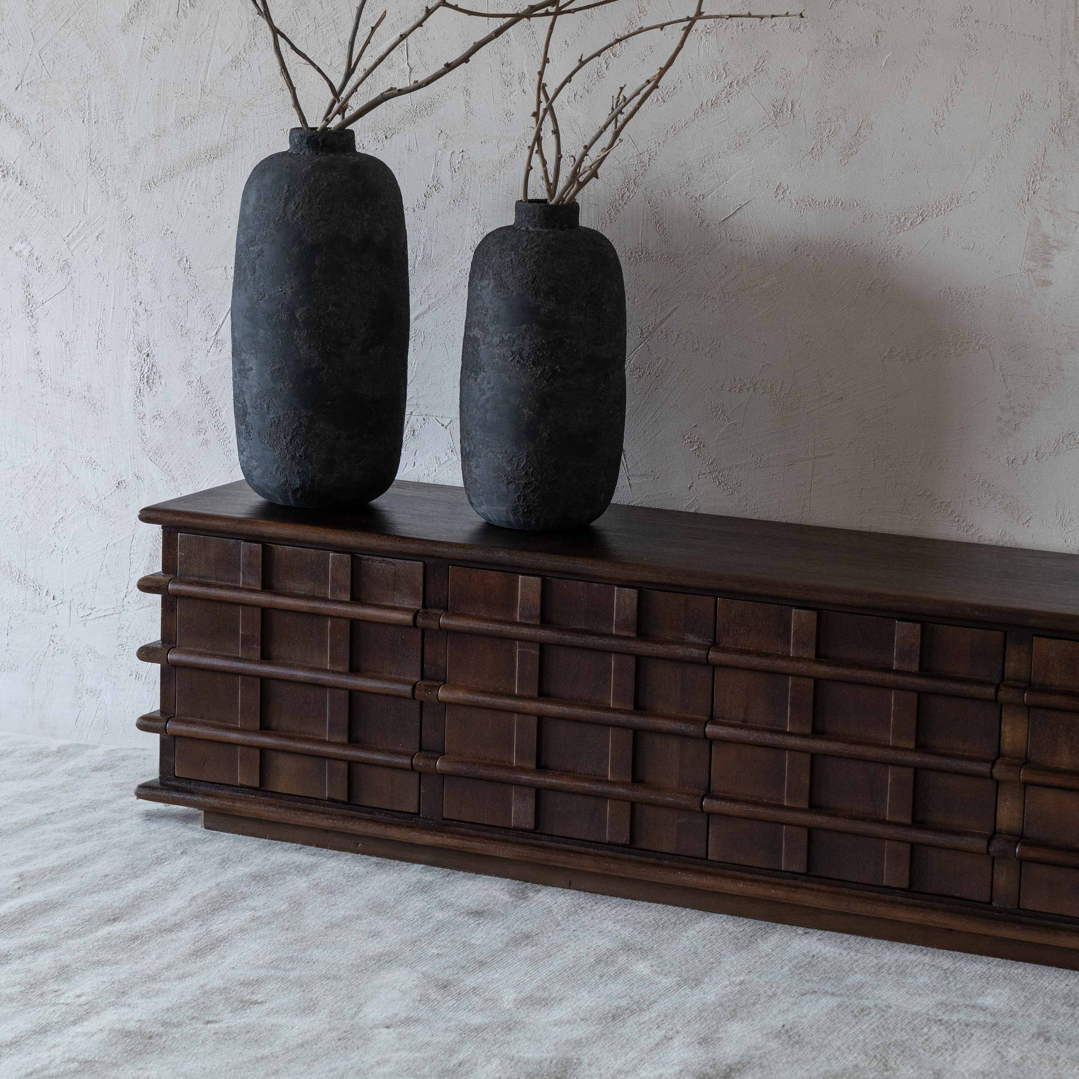 Mosaka Modern Solid Wood TV Unit - TV Units - WS Living Furniture Furniture Store in Dubai