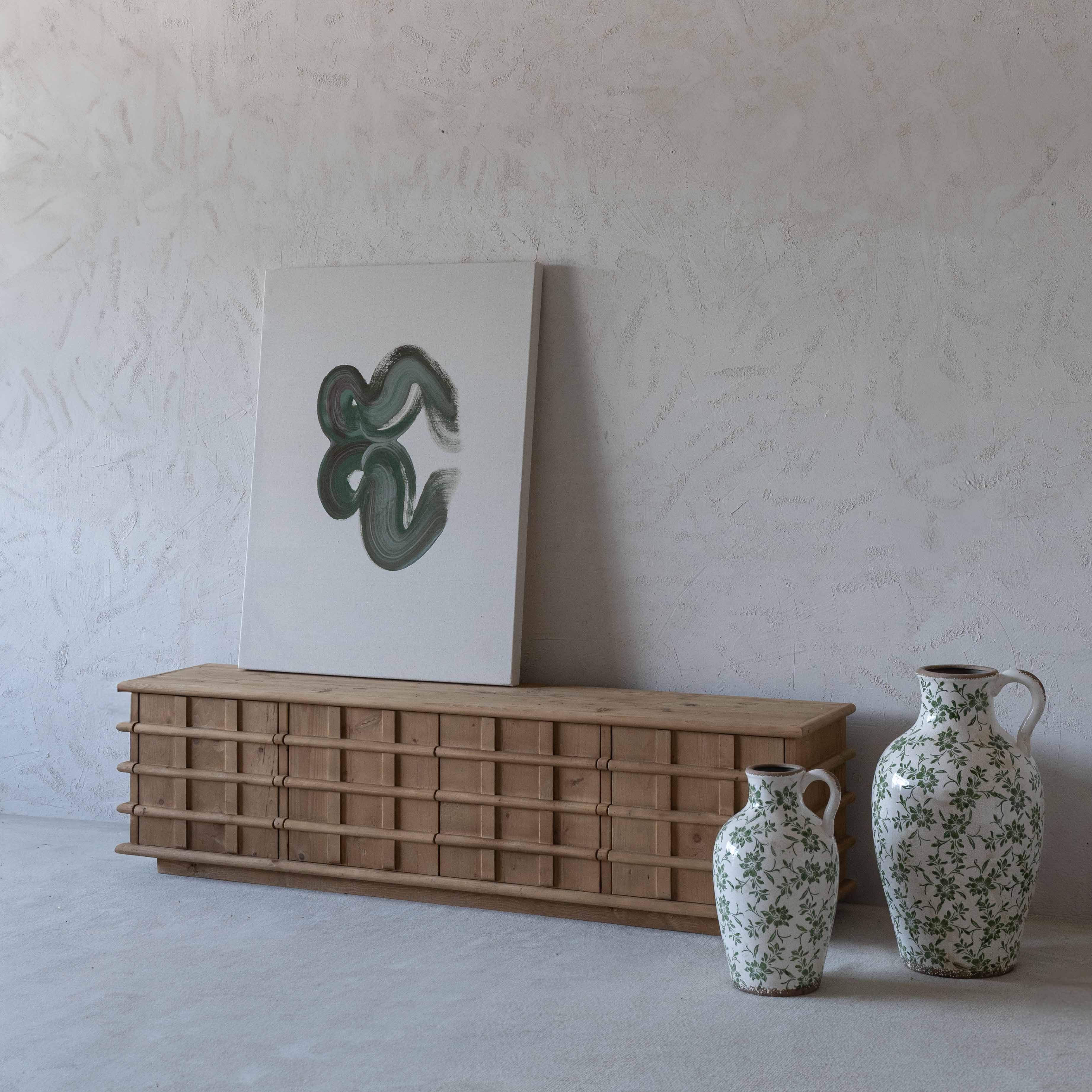 Mosaka Modern Natural Solid Wood TV Unit - TV Units - WS Living - UAE Modern Home Furniture Stores in Dubai