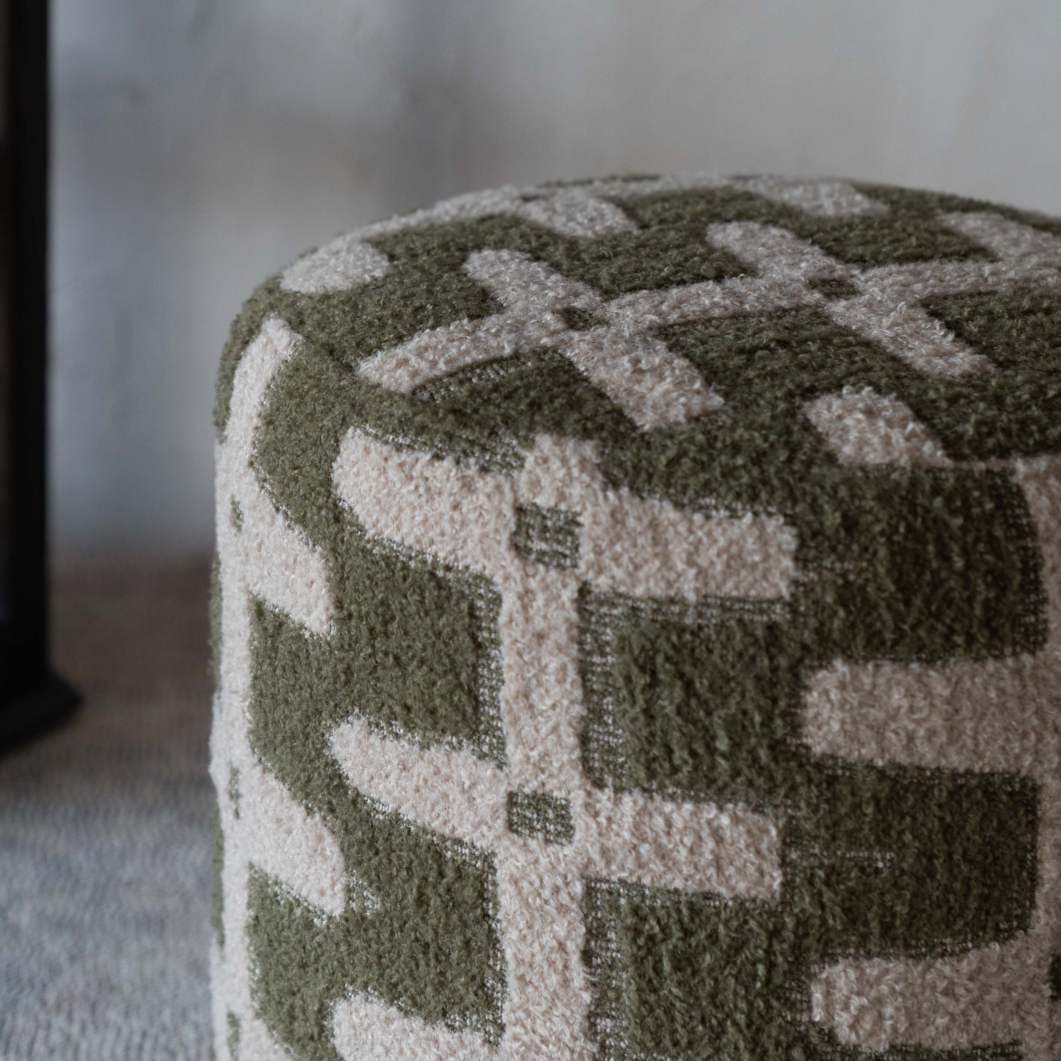Mossy Olive Green Contour Round Stool | Pouf - Pouf - WS Living Furniture  Furniture Store in Dubai