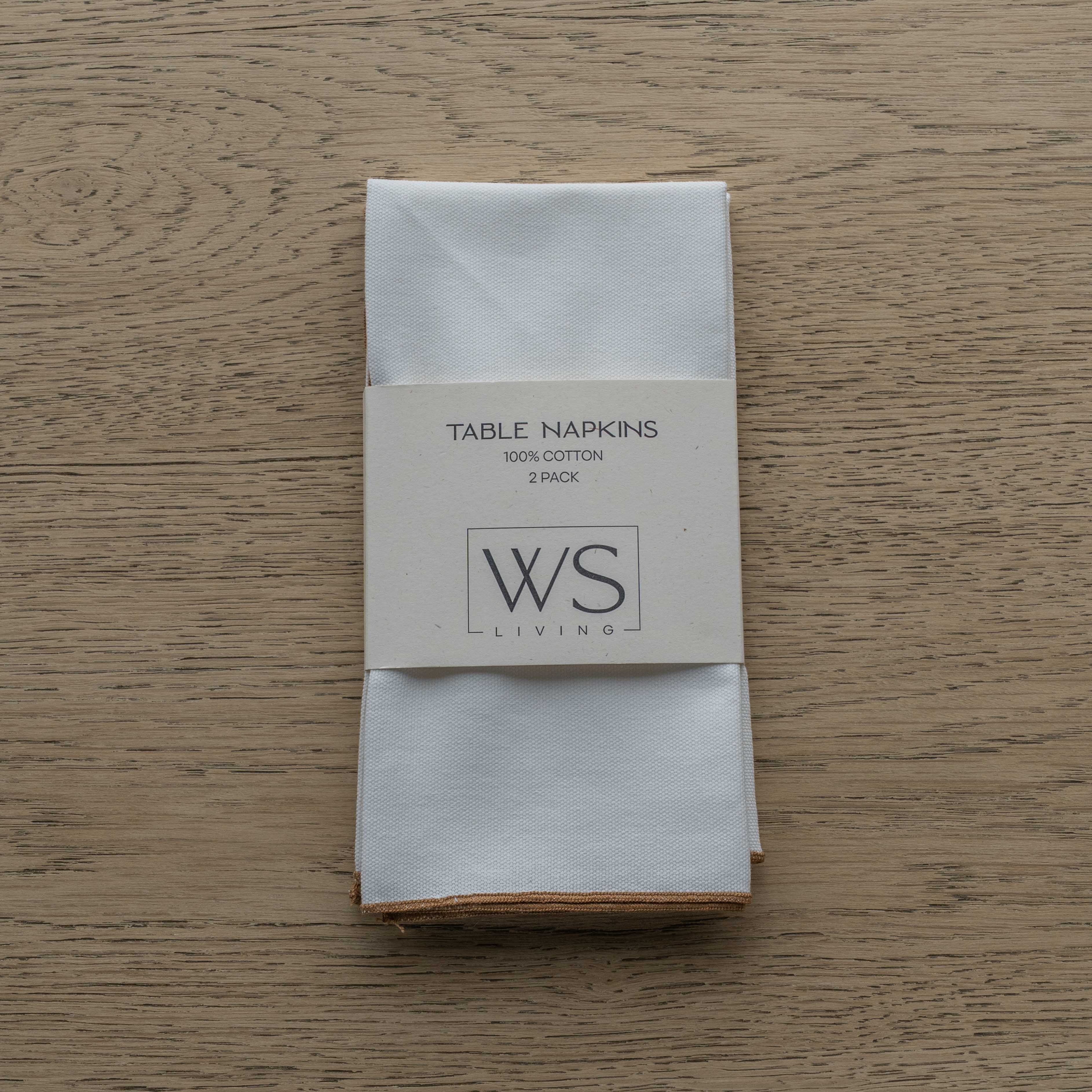 WS - Linen Set Of 2 Table Napkin - White/Mustard