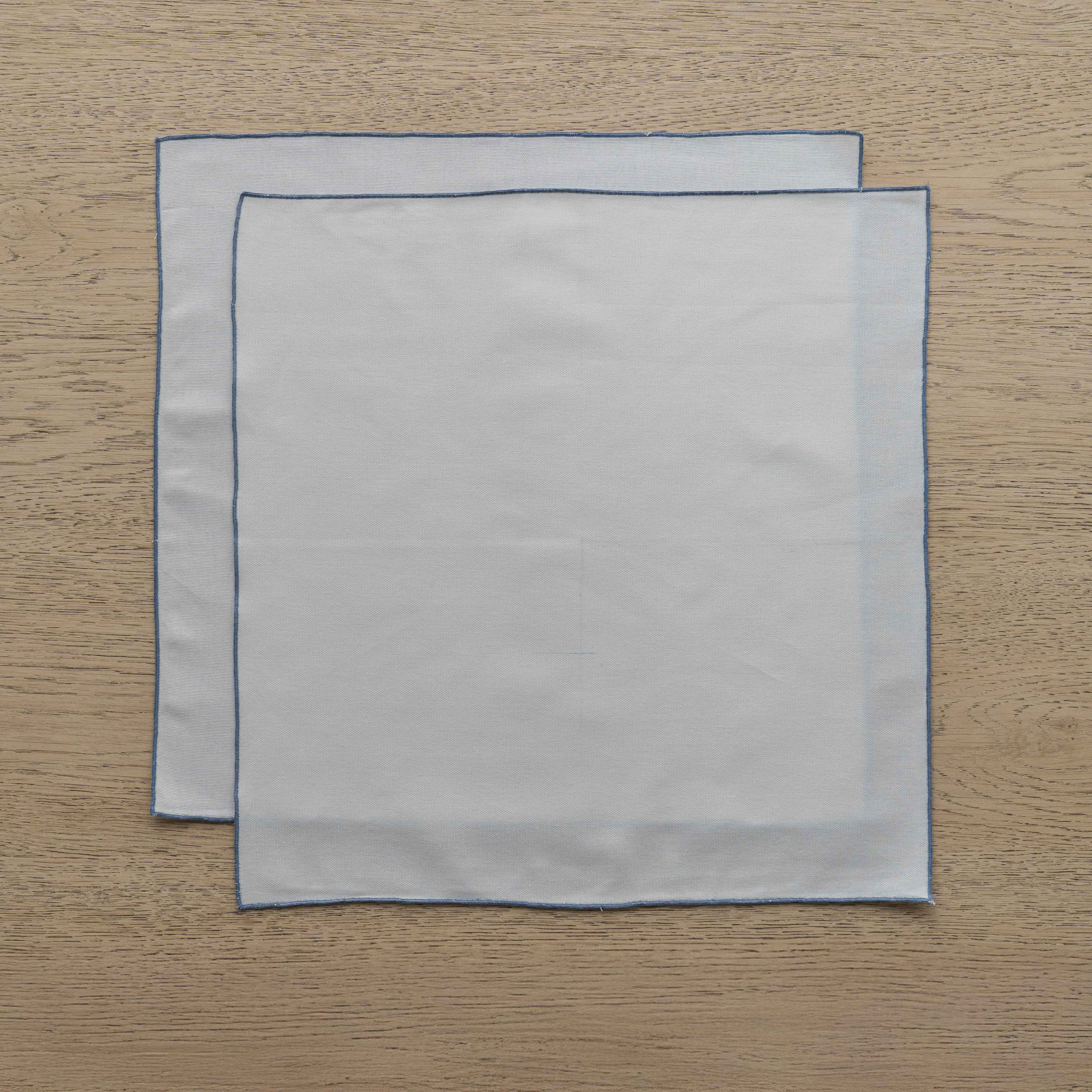WS - Linen Set Of 2 Table Napkin - White/Blue