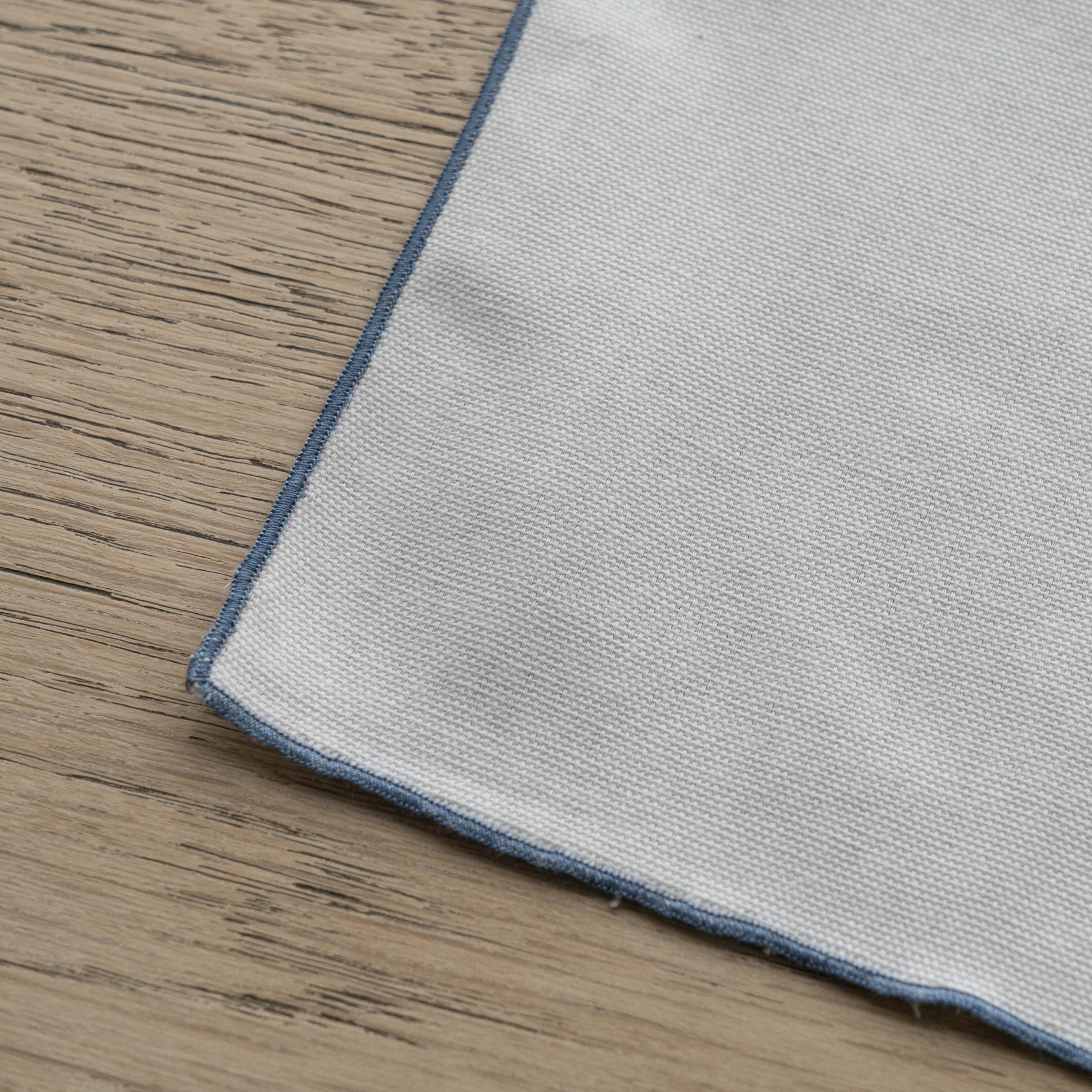 WS - Linen Set Of 2 Table Napkin - White/Blue