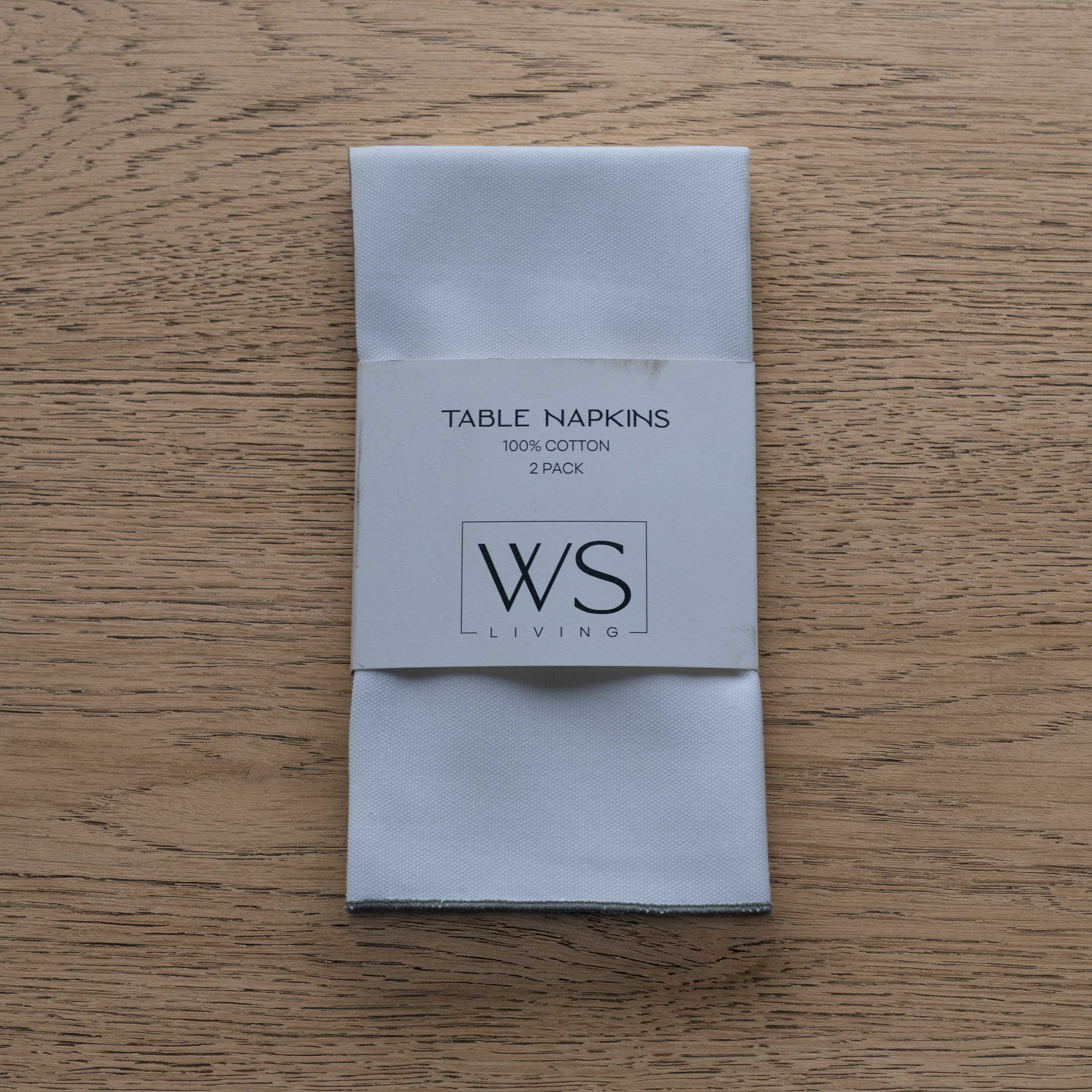 WS - Linen Set Of 2 Table Napkin - White/Green