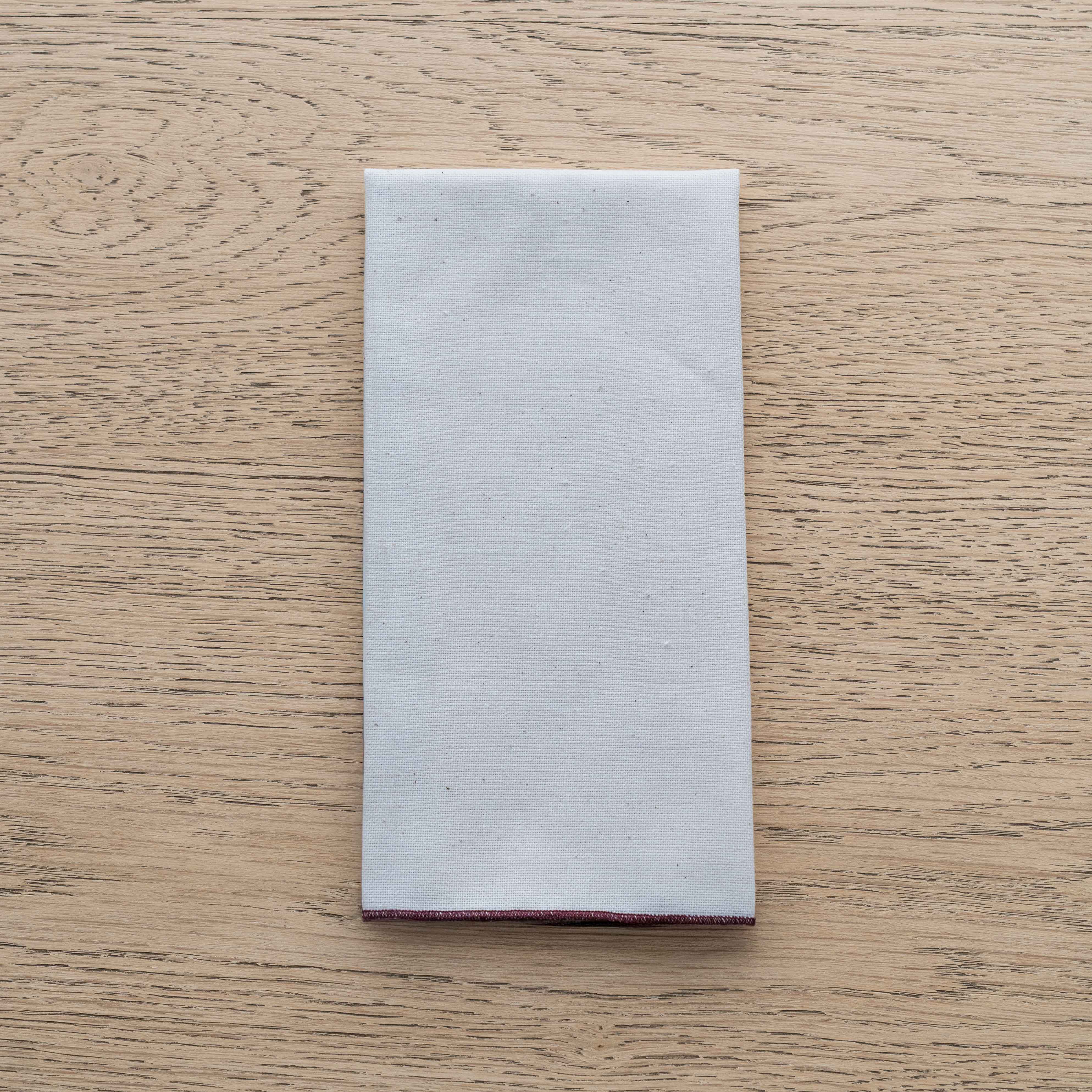 WS - Linen Set Of 2 Table Napkin - White/Maroon