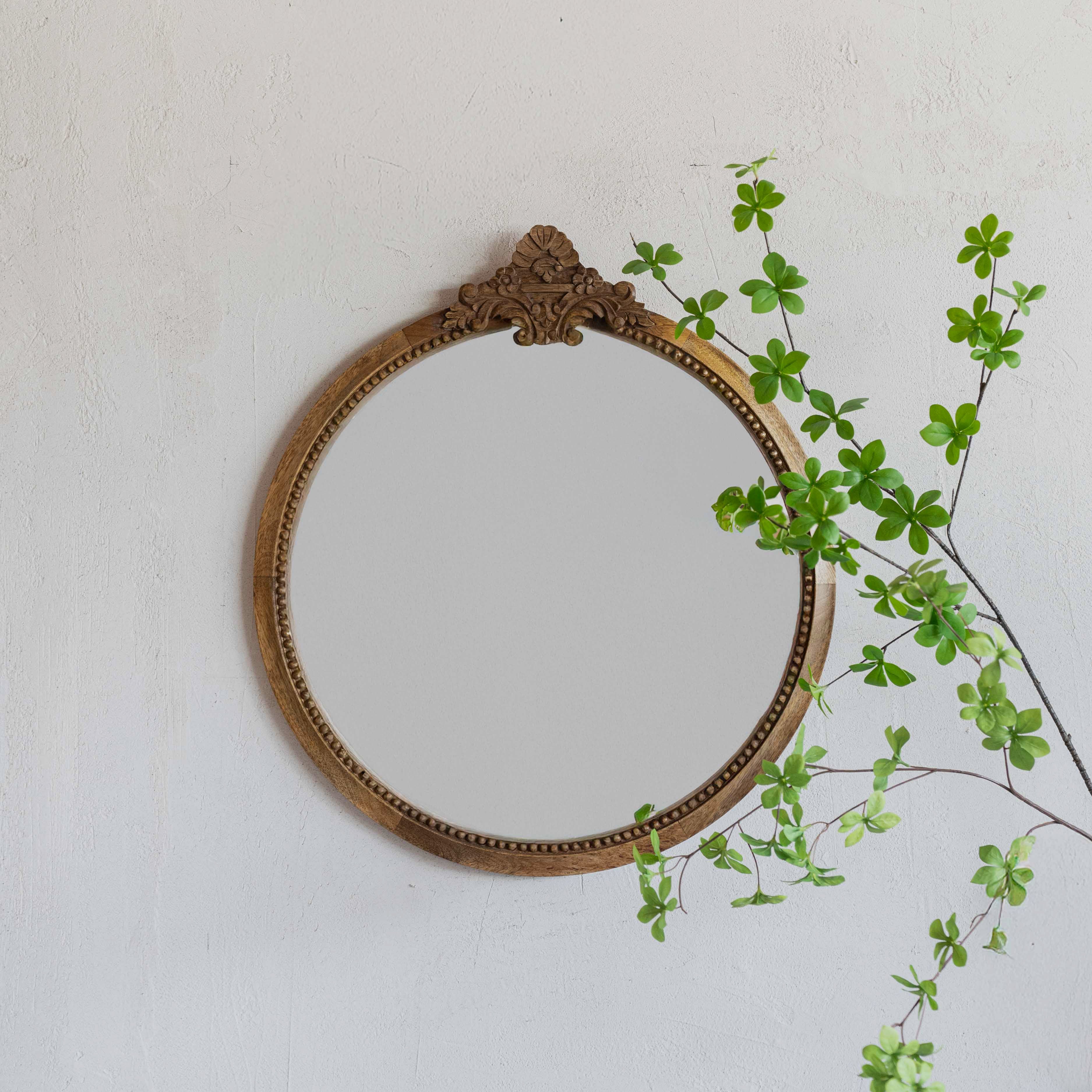 Narcissus Solid Wood Wall Mirror - Natural - Mirror - WS Living Furniture Furniture Store in Dubai