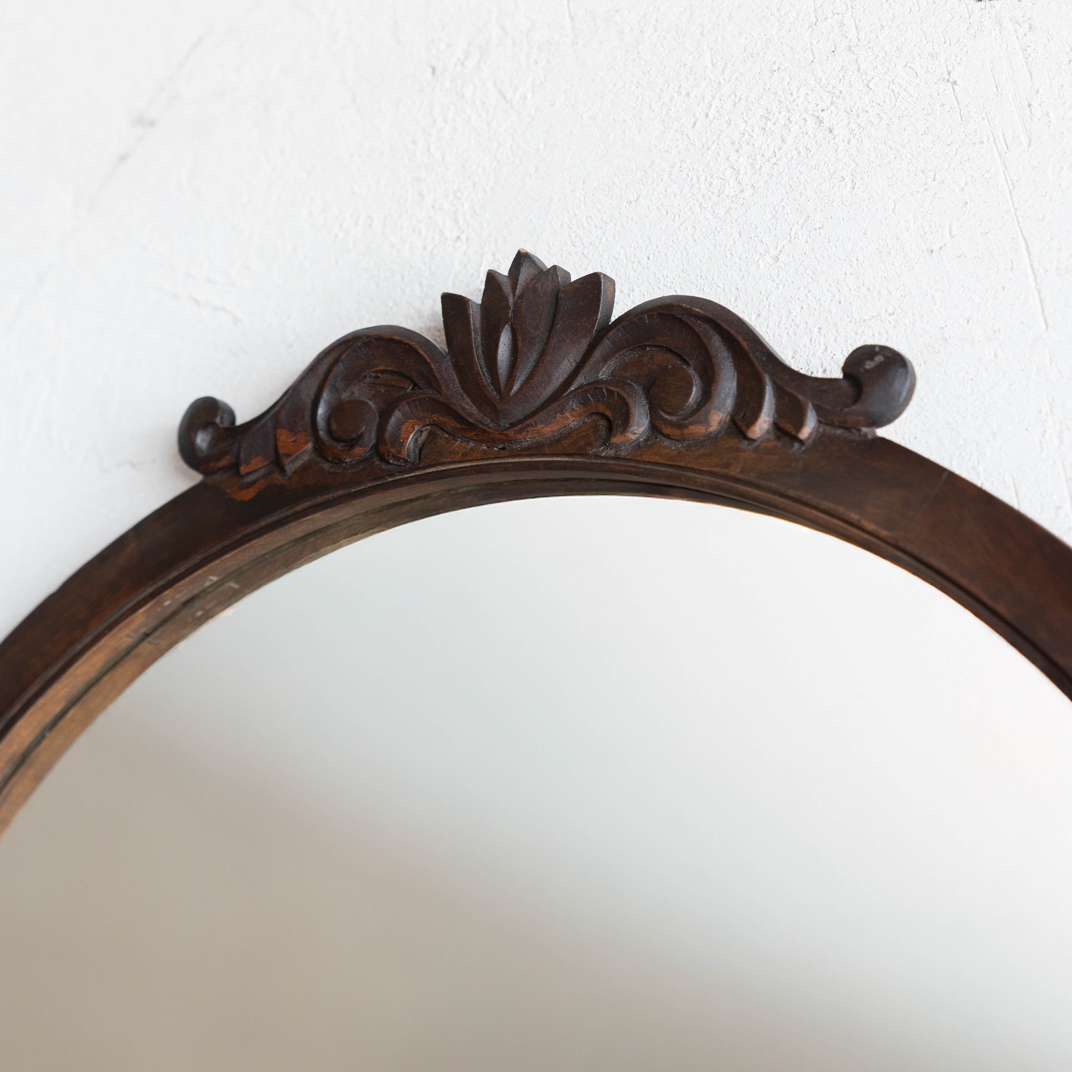 Narcissus Solid Wood Wall Mirror - Walnut - Mirror - WS Living Furniture Furniture Store in Dubai