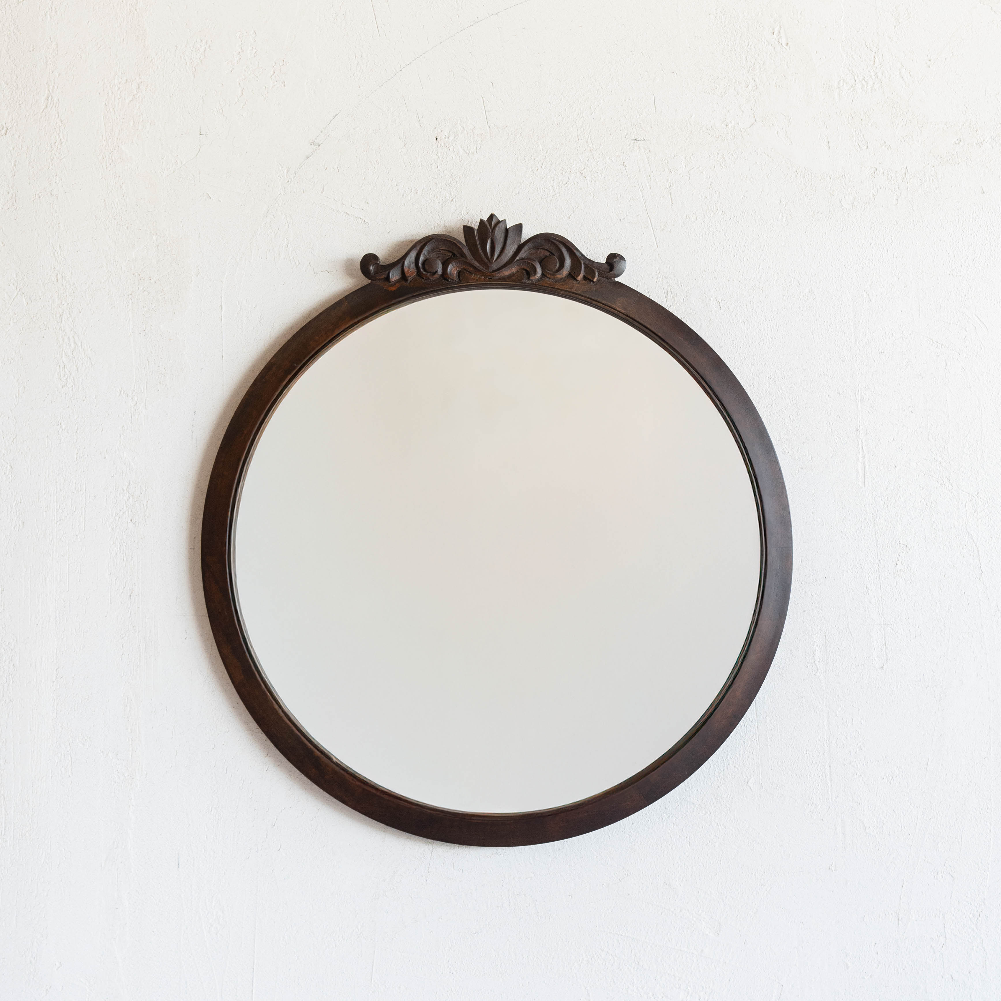 Narcissus Solid Wood Wall Mirror - Walnut - Mirror - WS Living Furniture Furniture Store in Dubai