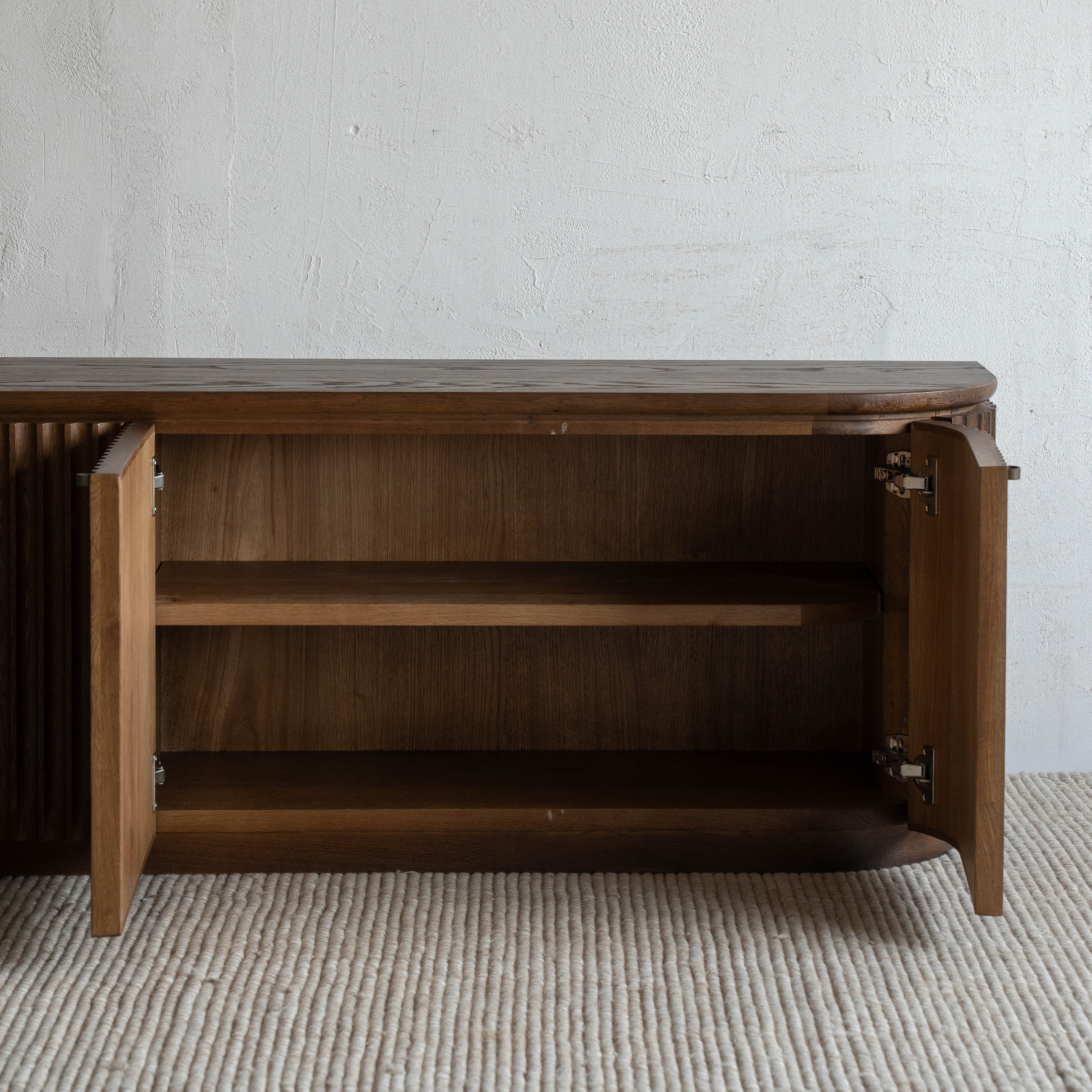 Nawar Fluted Oak Wood TV UNIT - WALNUT