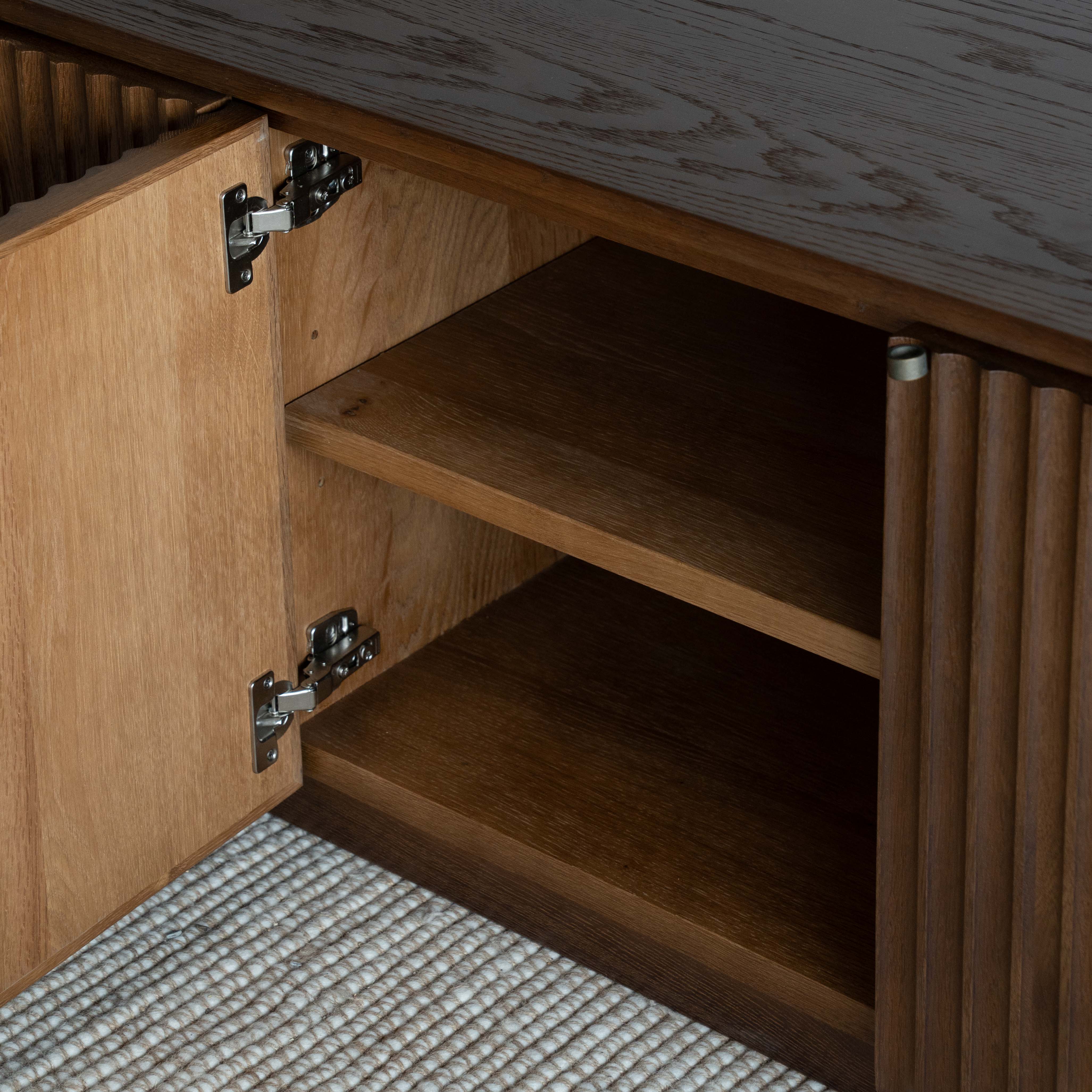 Nawar Fluted Oak Wood TV UNIT - WALNUT