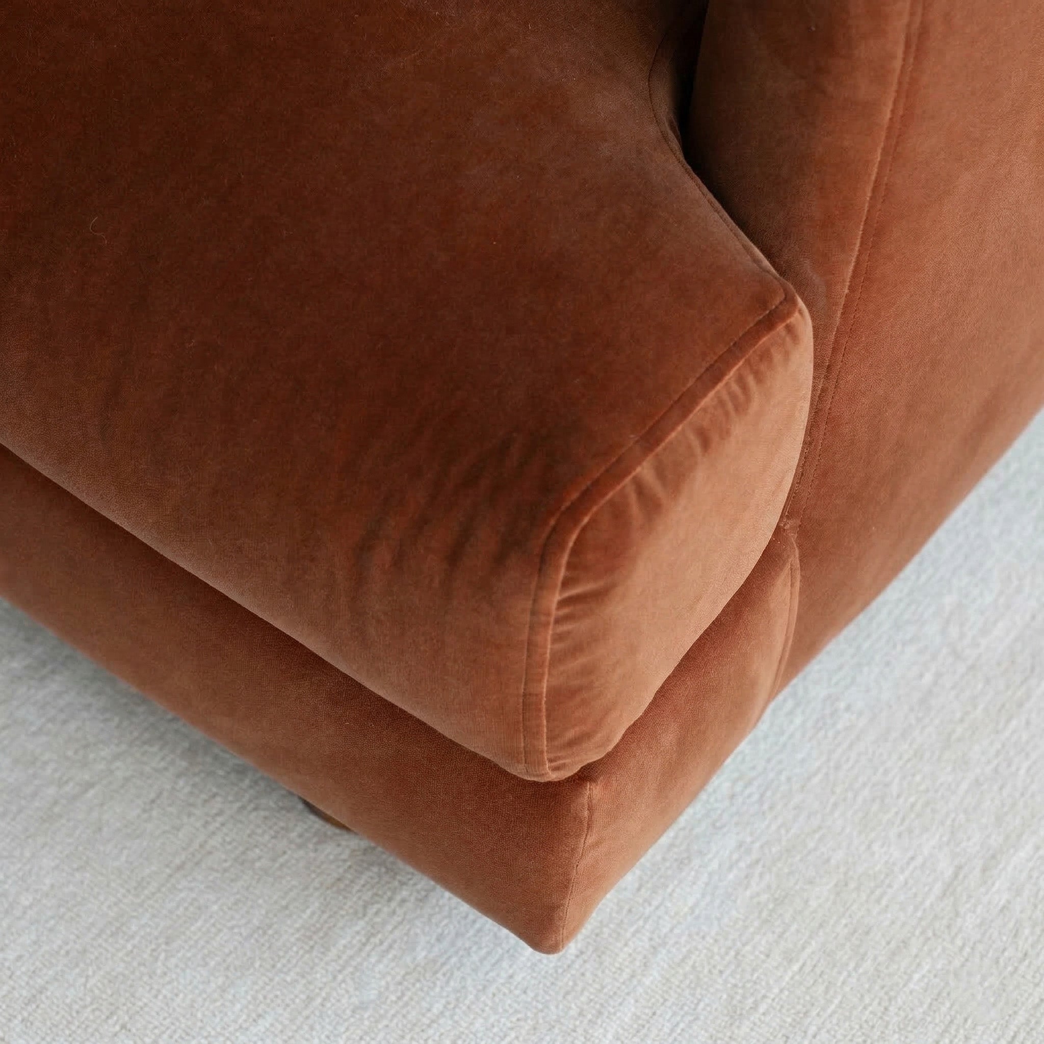 Nest Cotton Velvet Modern 3 Seater Sofa - ORANGE