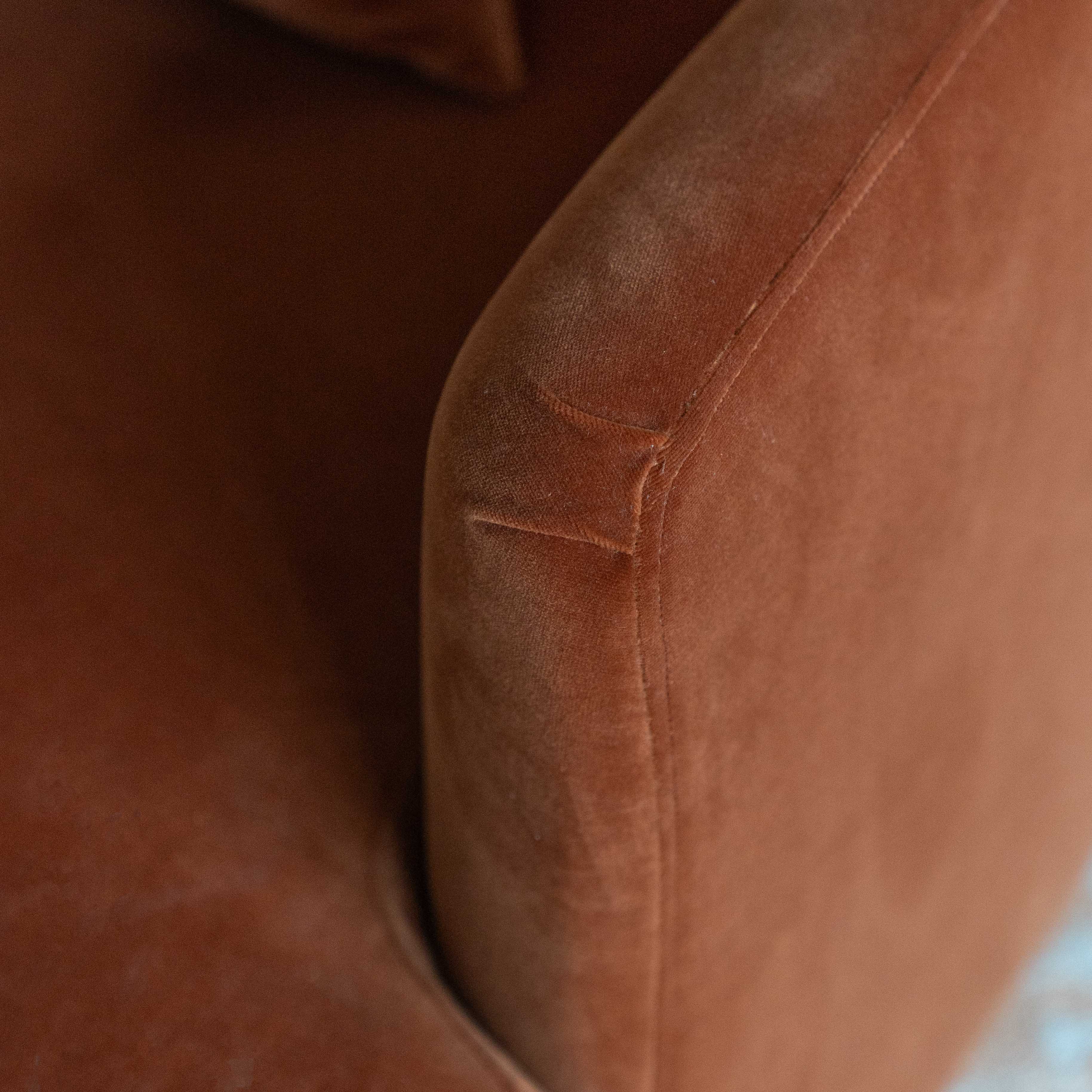 Nest Cotton Velvet Modern 3 Seater Sofa - ORANGE