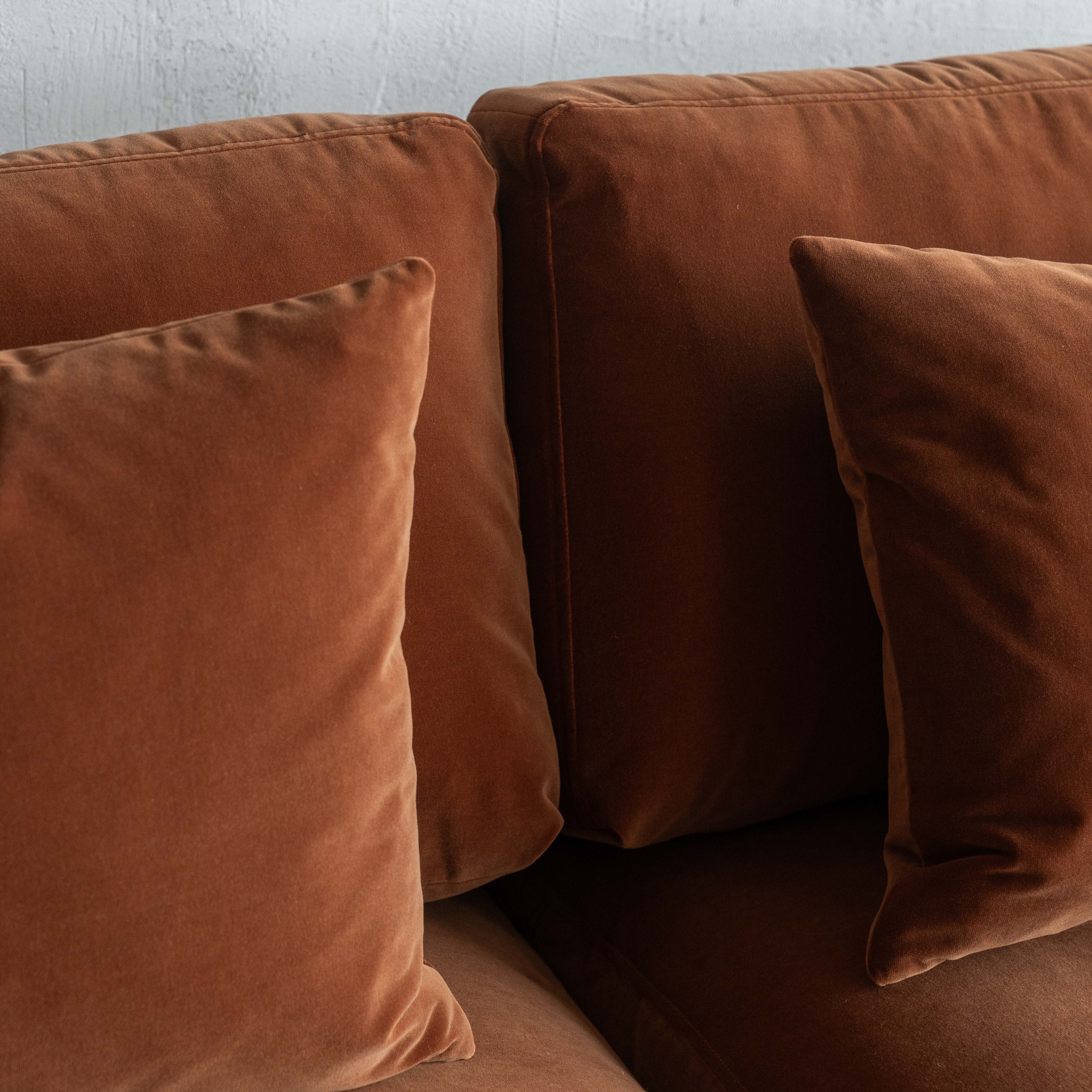 Nest Cotton Velvet Modern 3 Seater Sofa - ORANGE