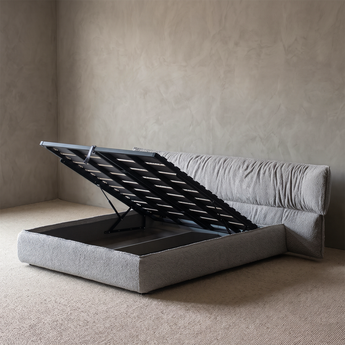 Milan Truffle King Size Storage Bed - Off Grey