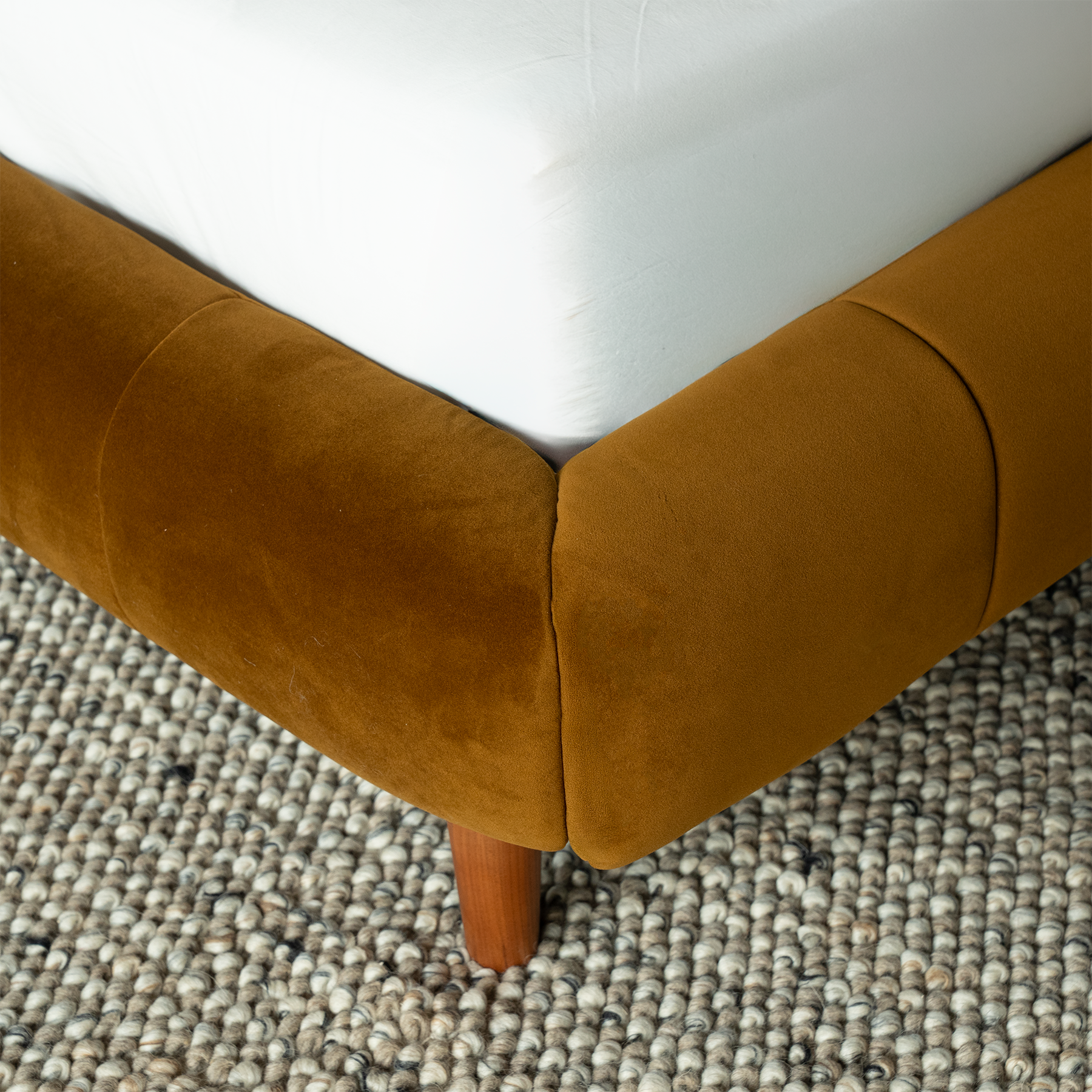 Harvest Arch Mustard Velvet Modern King Size Bed