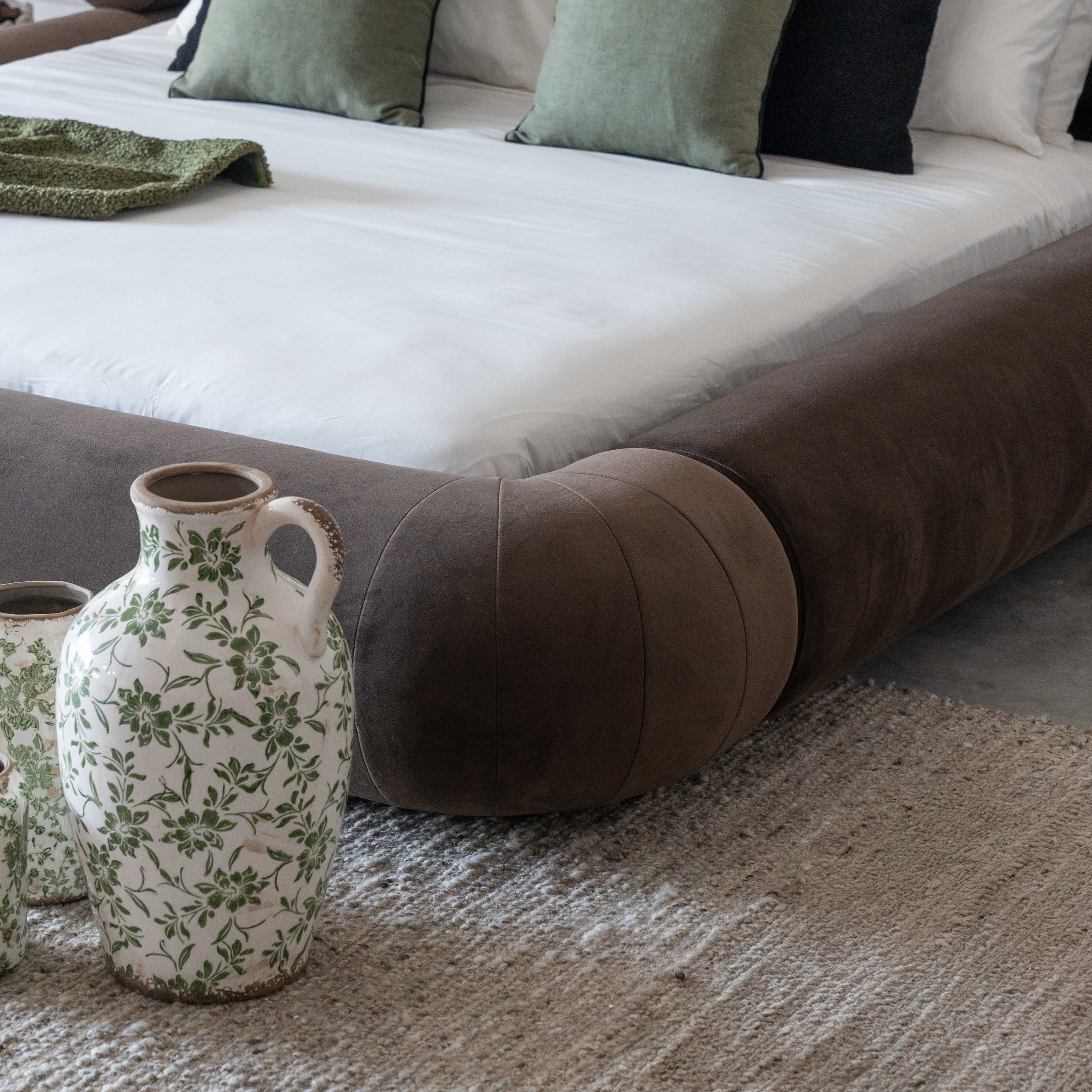 Morano Bespoke Modern Brown Curve Head King Size Bed - Bed - WS Living - UAE Home Furniture Stores in Dubai