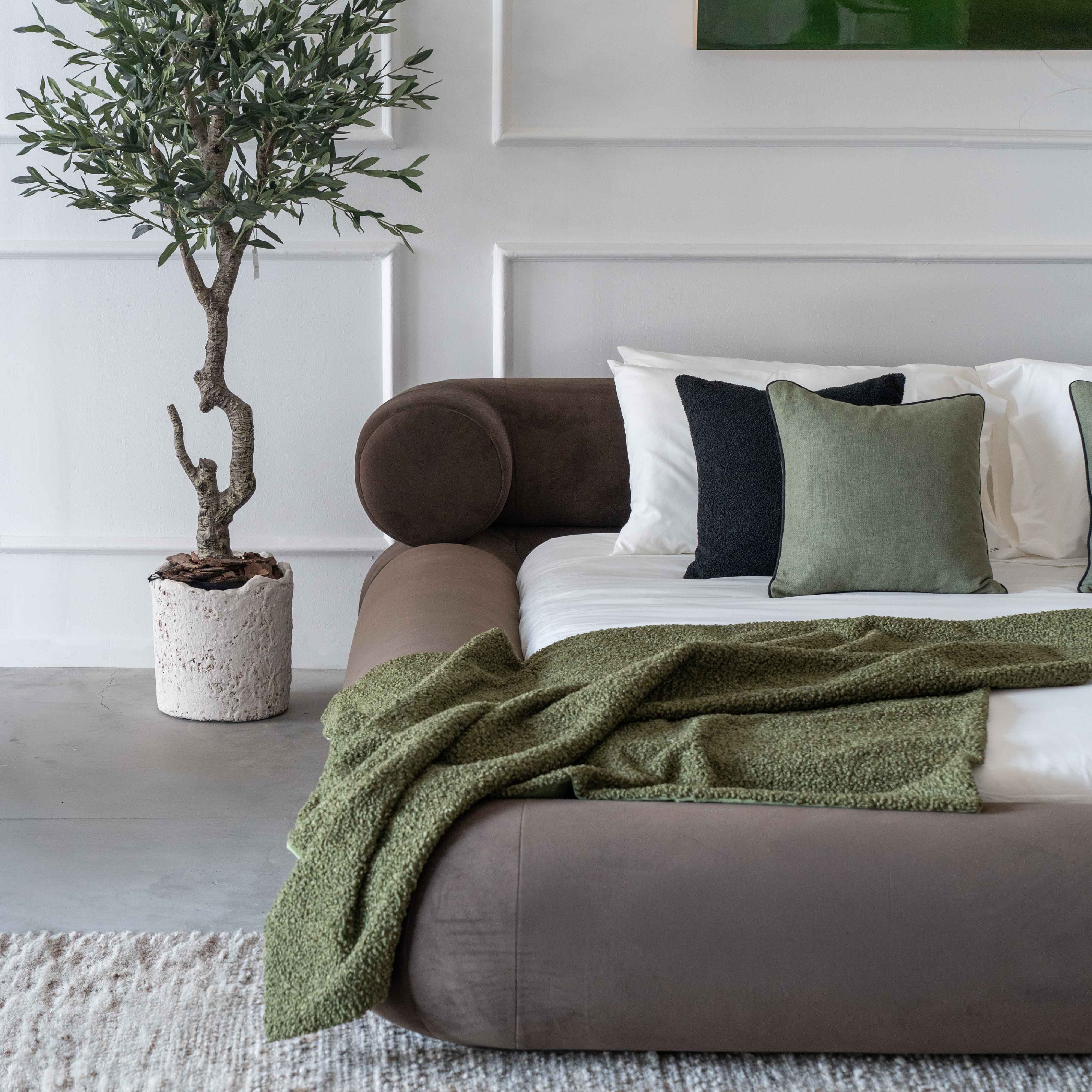 Morano Bespoke Modern Brown Curve Head King Size Bed - Bed - WS Living - UAE Home Furniture Stores in Dubai