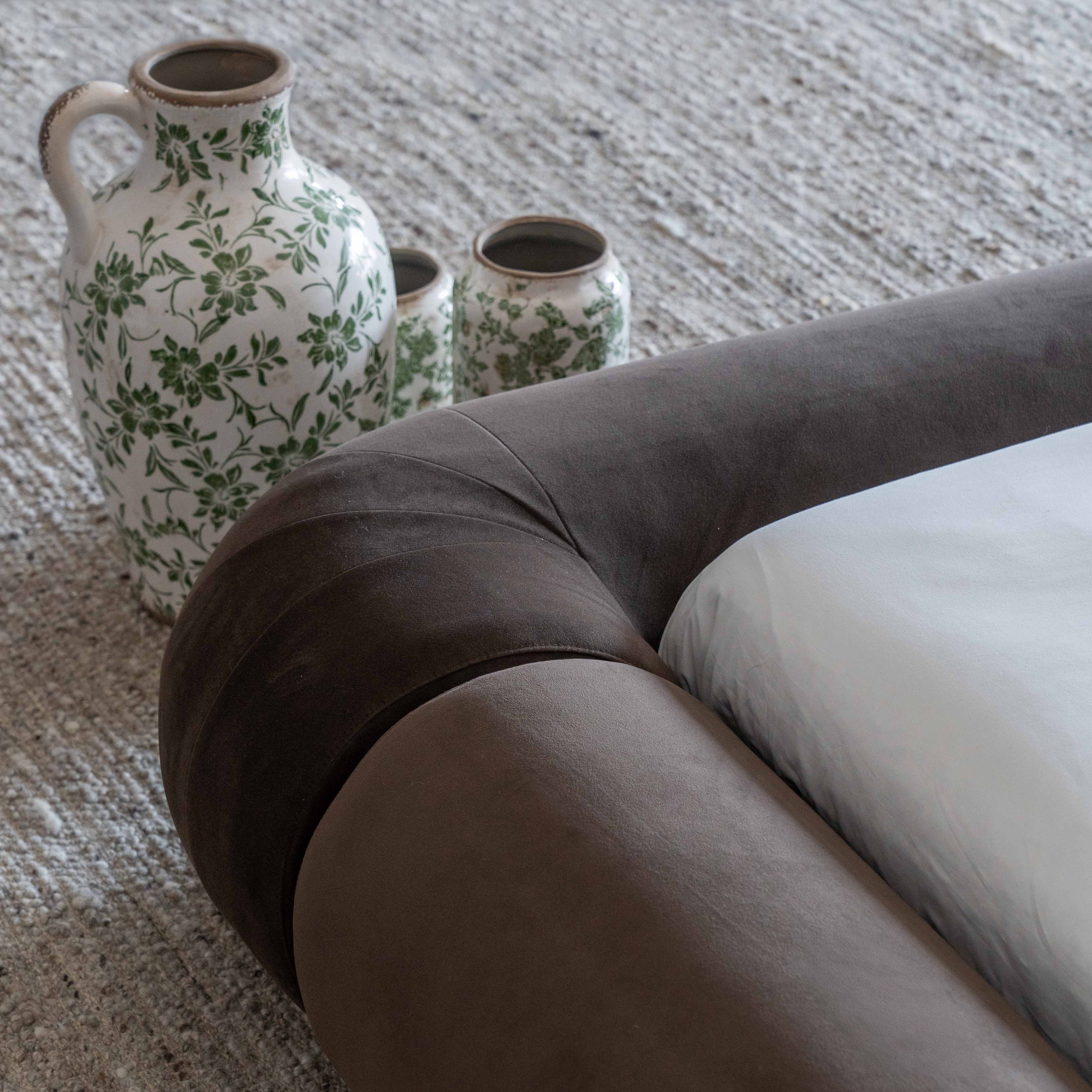 Morano Bespoke Modern Brown Curve Head King Size Bed - Bed - WS Living - UAE Home Furniture Stores in Dubai