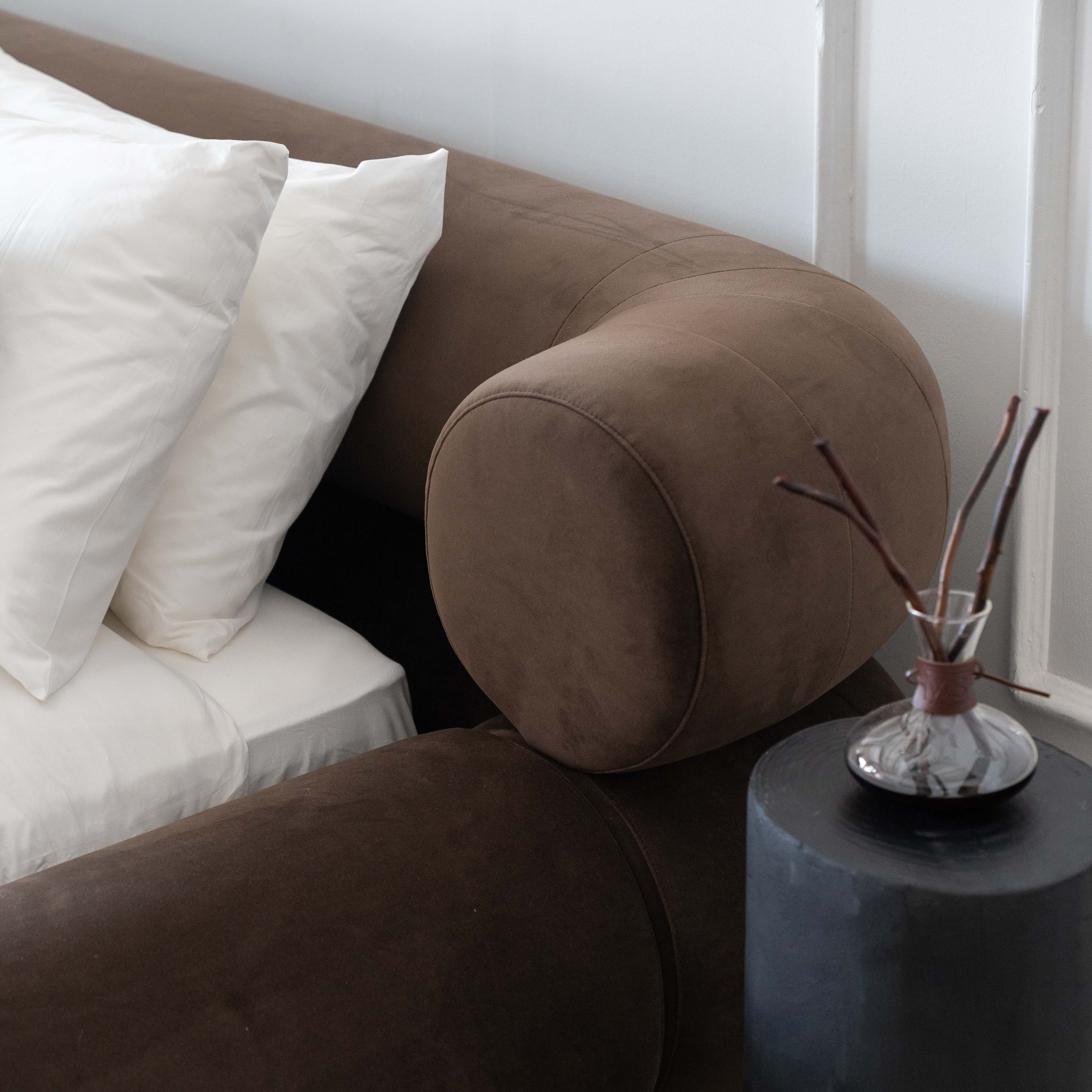 Morano Bespoke Modern Brown Curve Head King Size Bed - Bed - WS Living - UAE Home Furniture Stores in Dubai