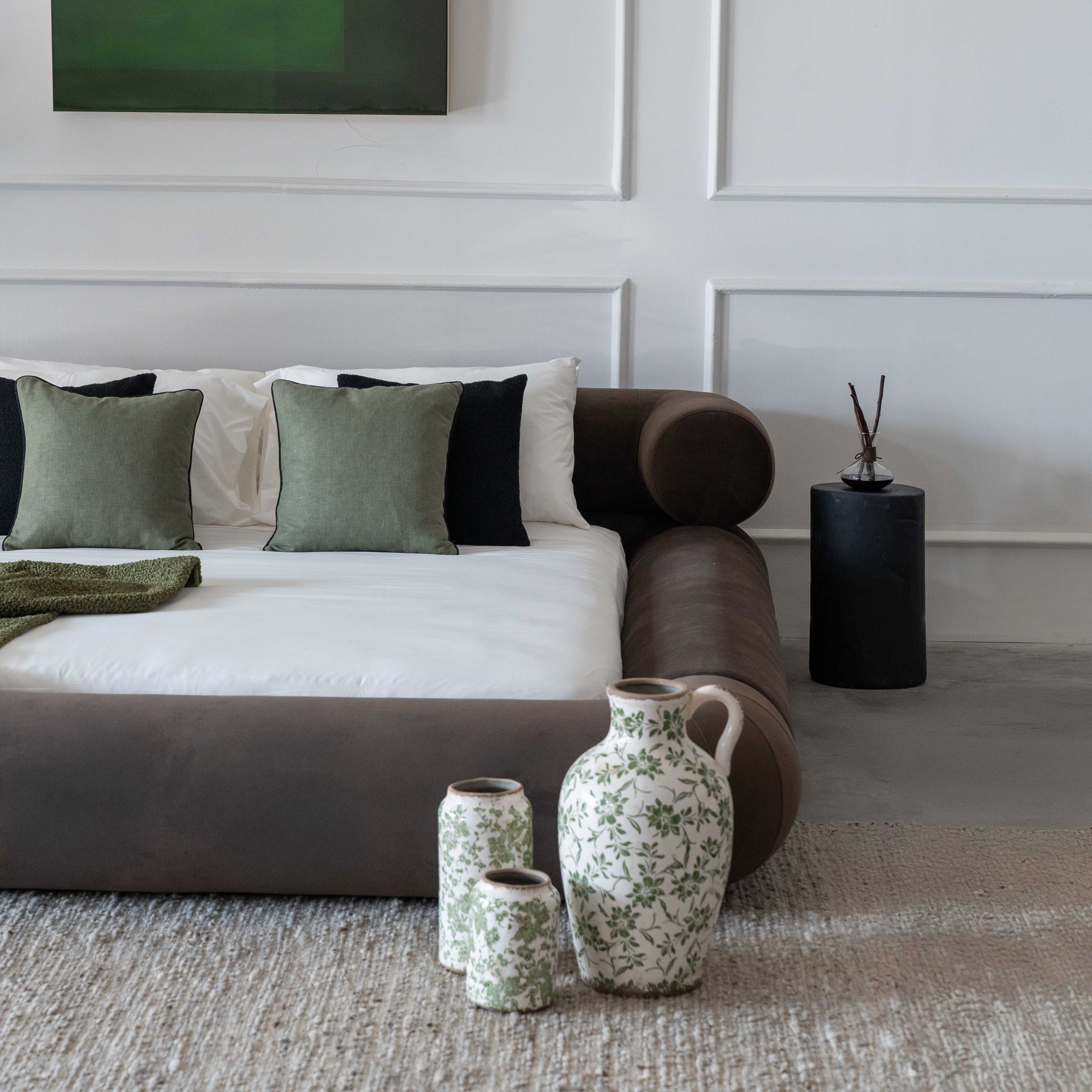 Morano Bespoke Modern Brown Curve Head King Size Bed - Bed - WS Living - UAE Home Furniture Stores in Dubai