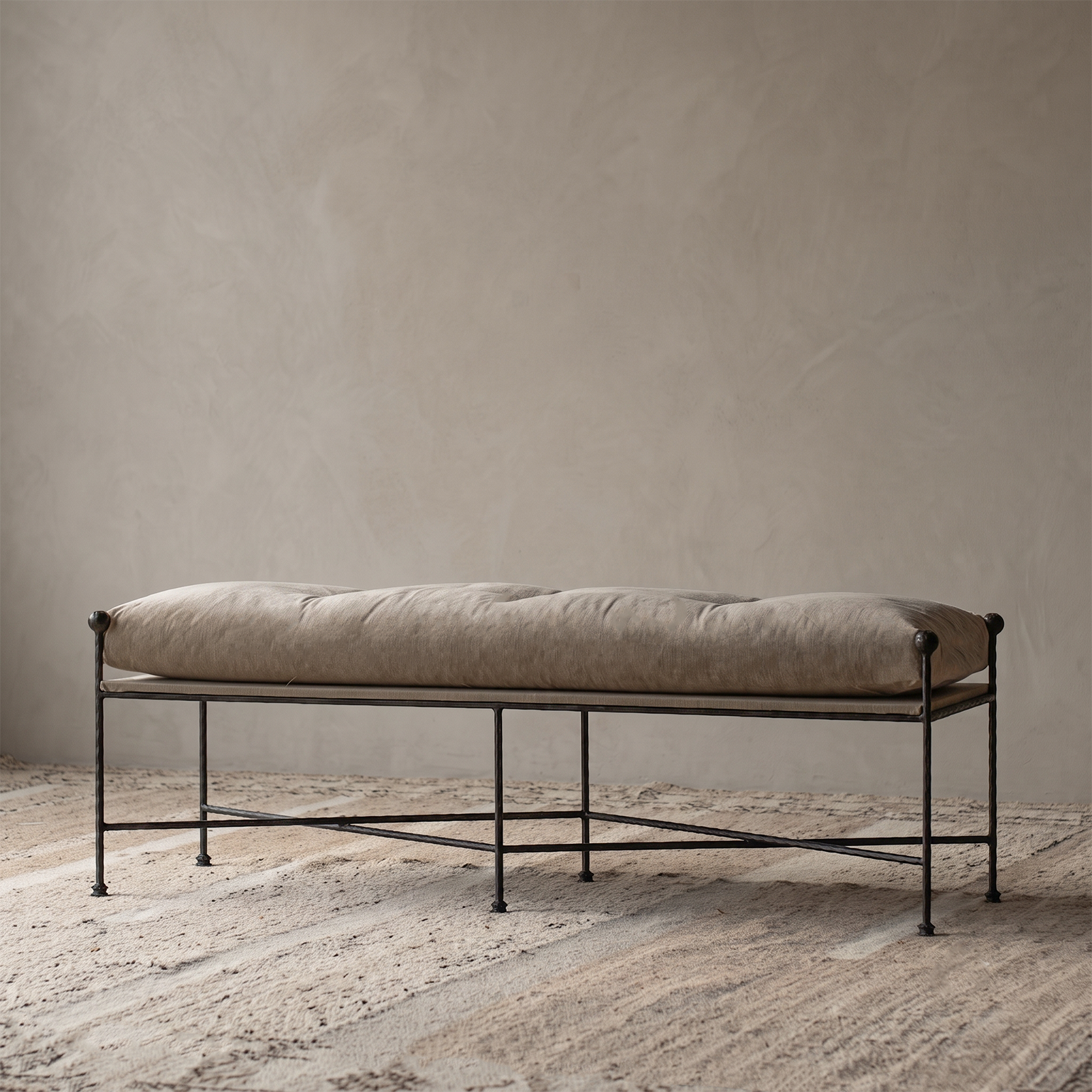 Alden Neo-Classical Upholstered Bench - BEIGE