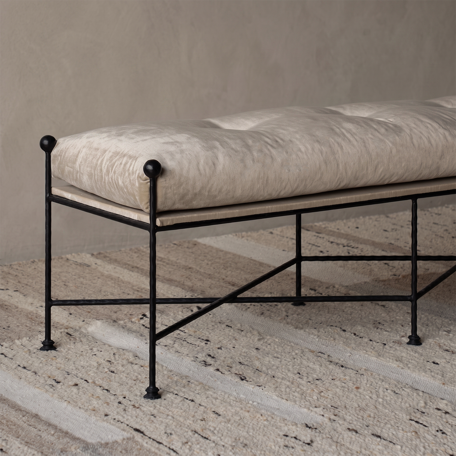 Alden Neo-Classical Upholstered Bench - BEIGE