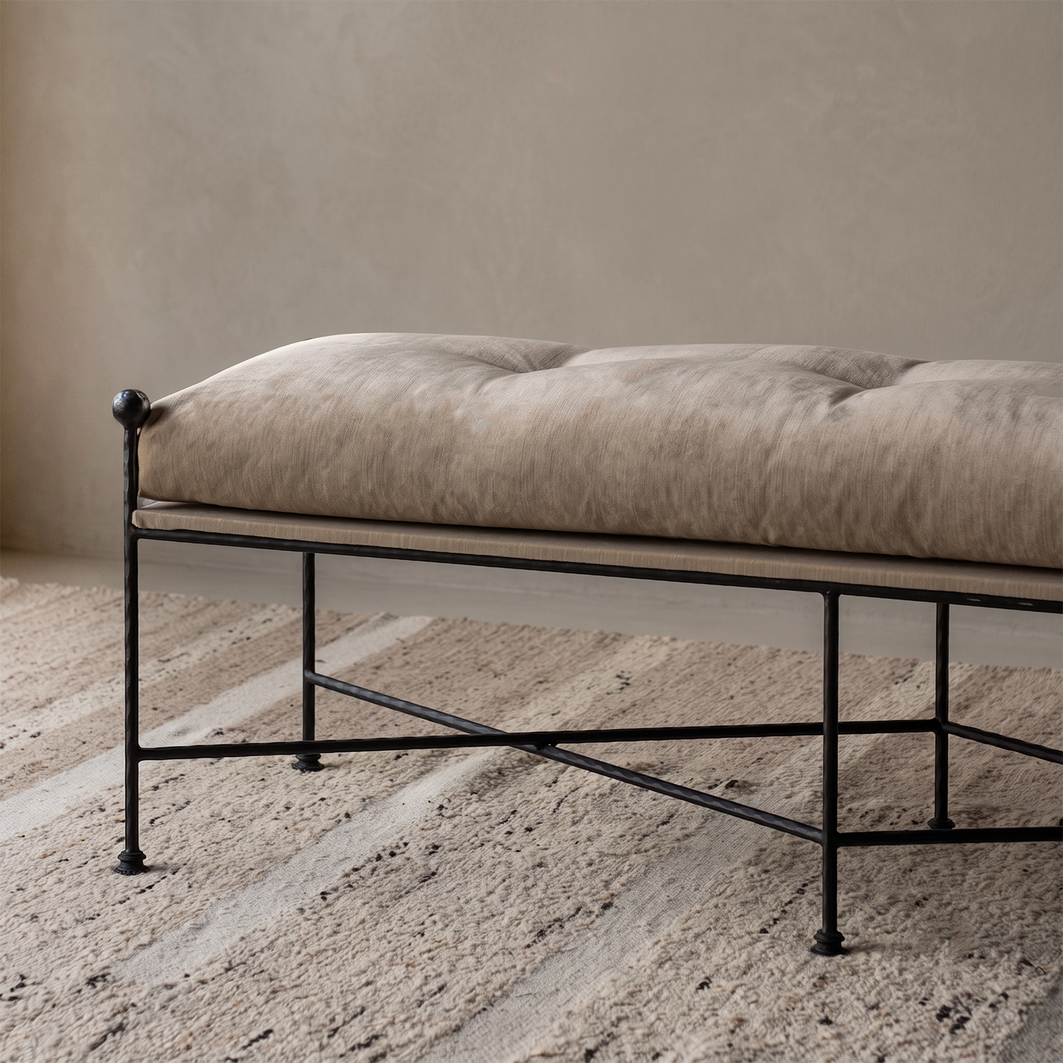 Alden Neo-Classical Upholstered Bench - BEIGE