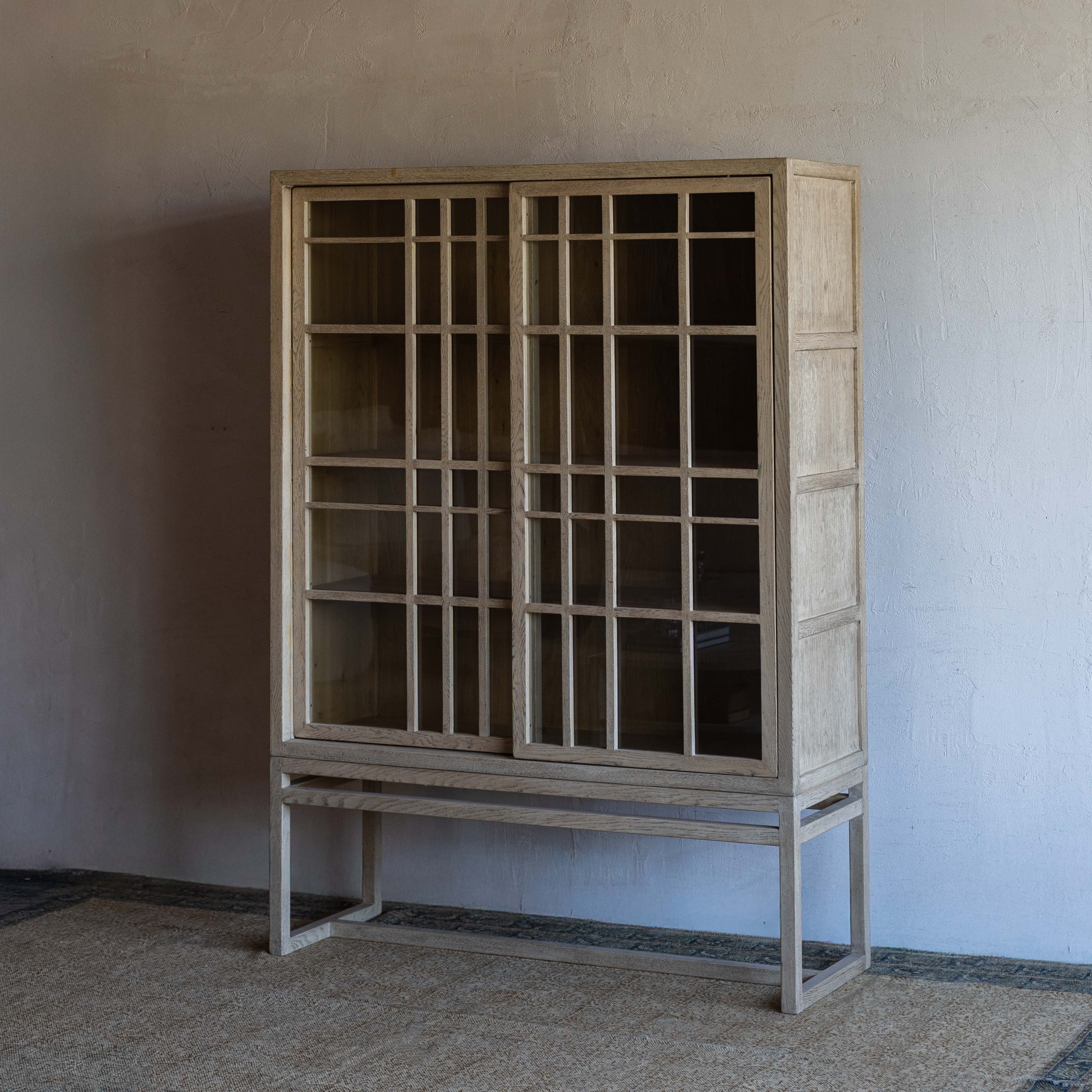 Merloak Vintage Style Glass Door Tall Cabinet