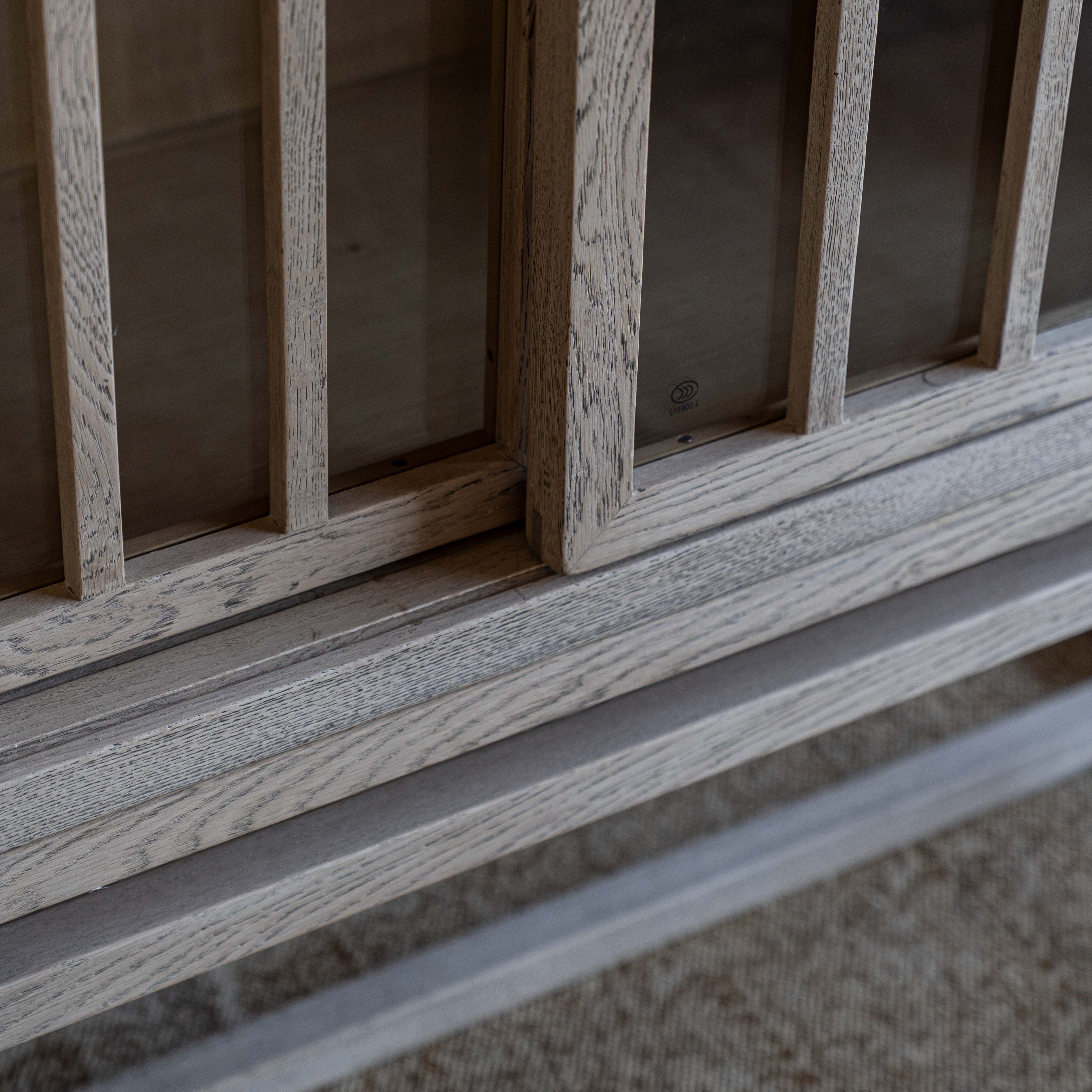 Merloak Vintage Style Glass Door Tall Cabinet