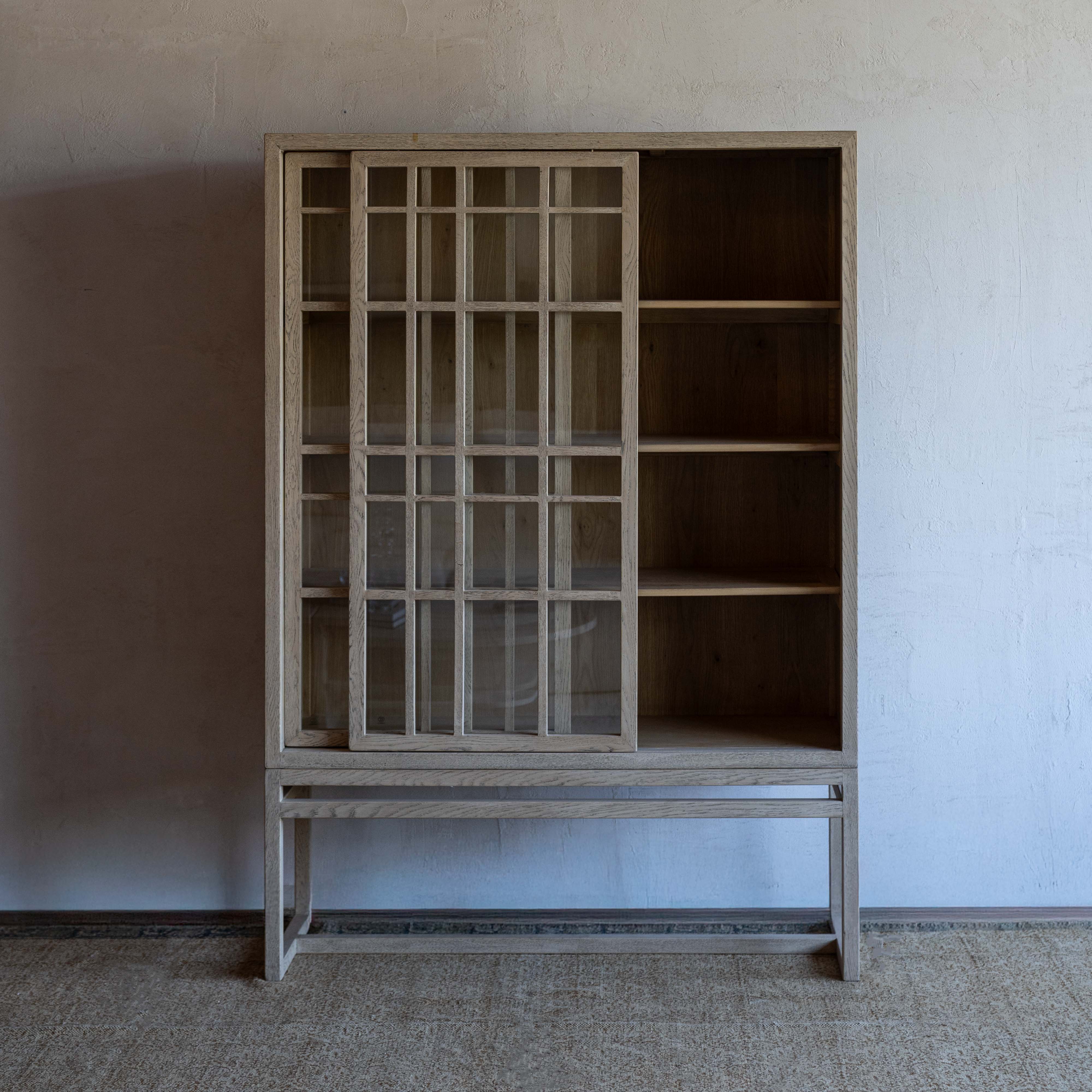 Merloak Vintage Style Glass Door Tall Cabinet