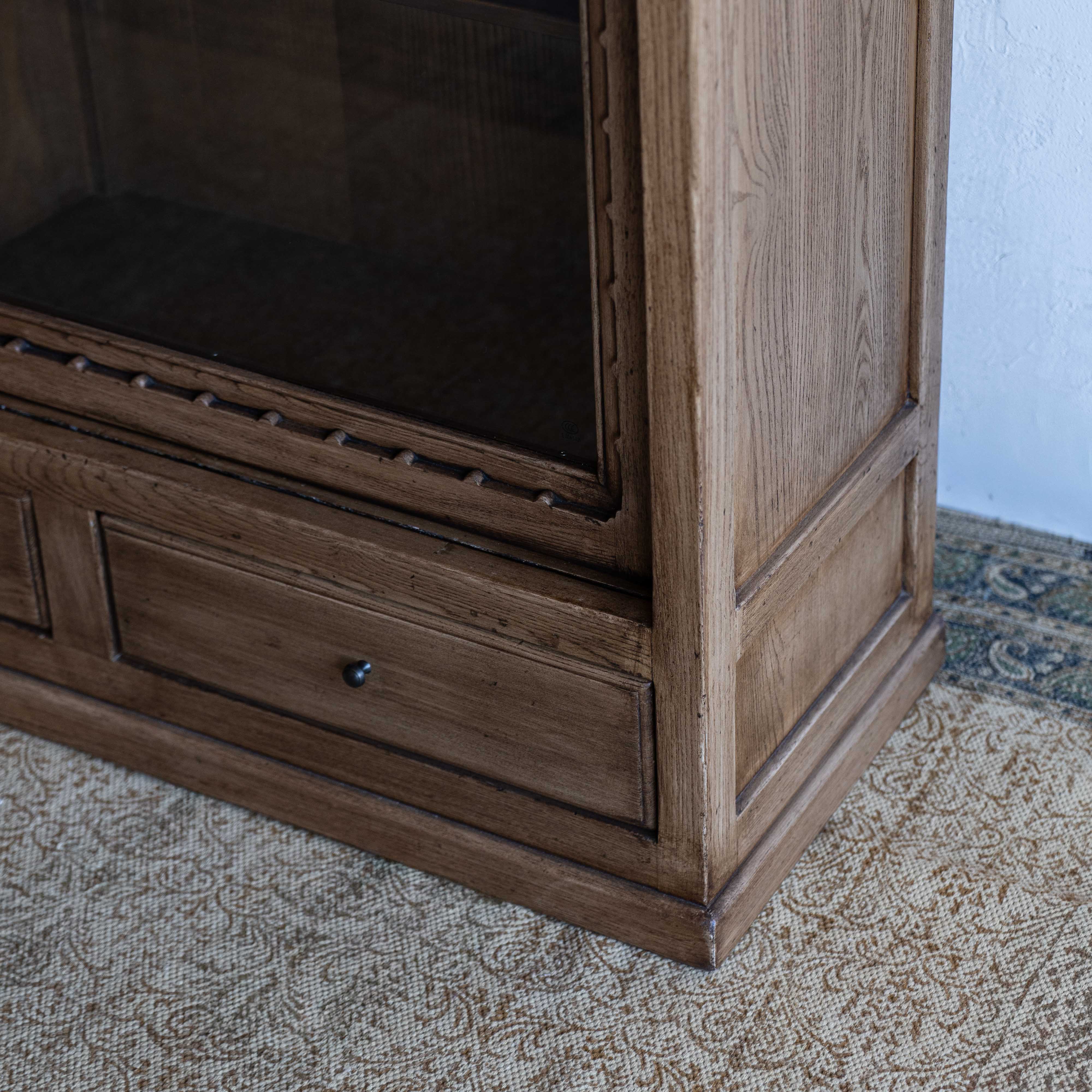 Eldran Solid Oak Wood Artisan Glass Door Cabinet - Cabinets - WS Living Furniture Furniture Store in Dubai