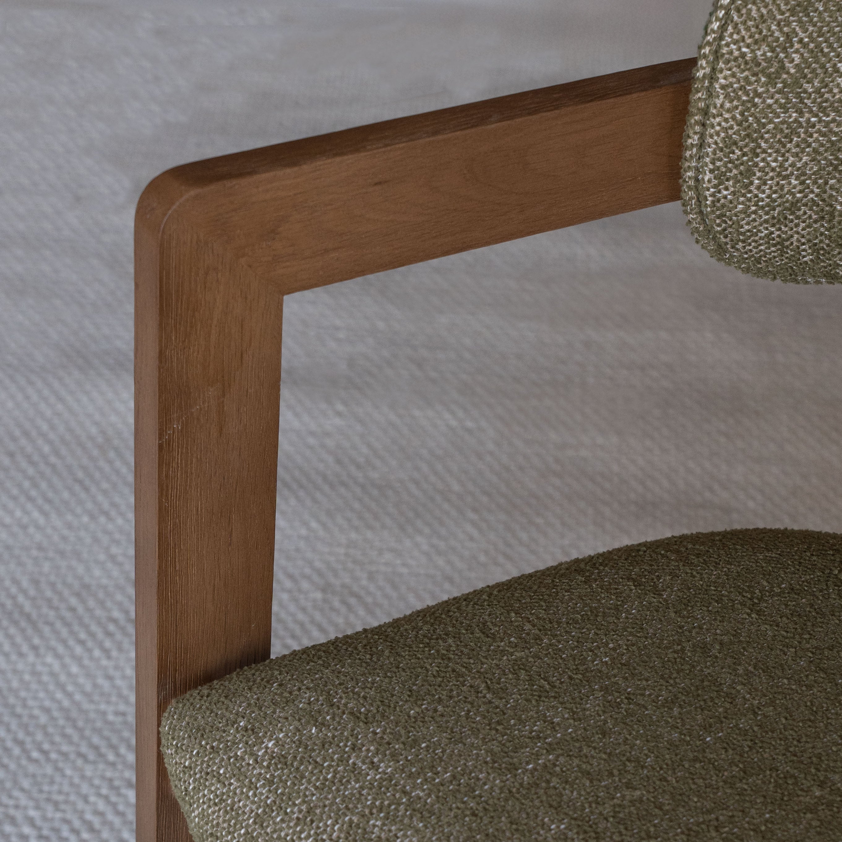 Caden Boucle Dining Chair - Olive Green