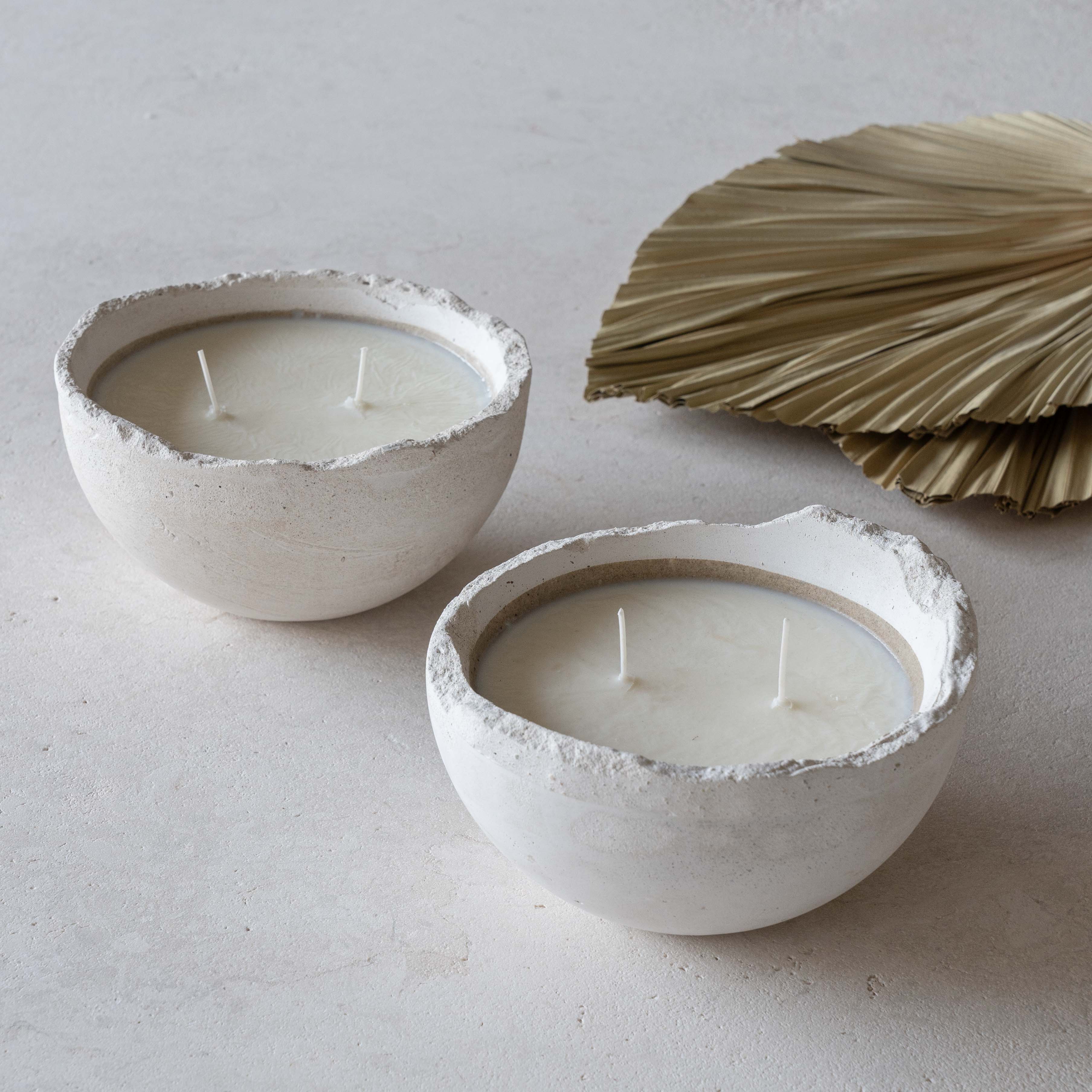 Amber Luxe Handcrafted Cement & Soya Wax Round Loaf Bowl Candle - Candle Holders - WS Living Furniture Furniture Store in Dubai