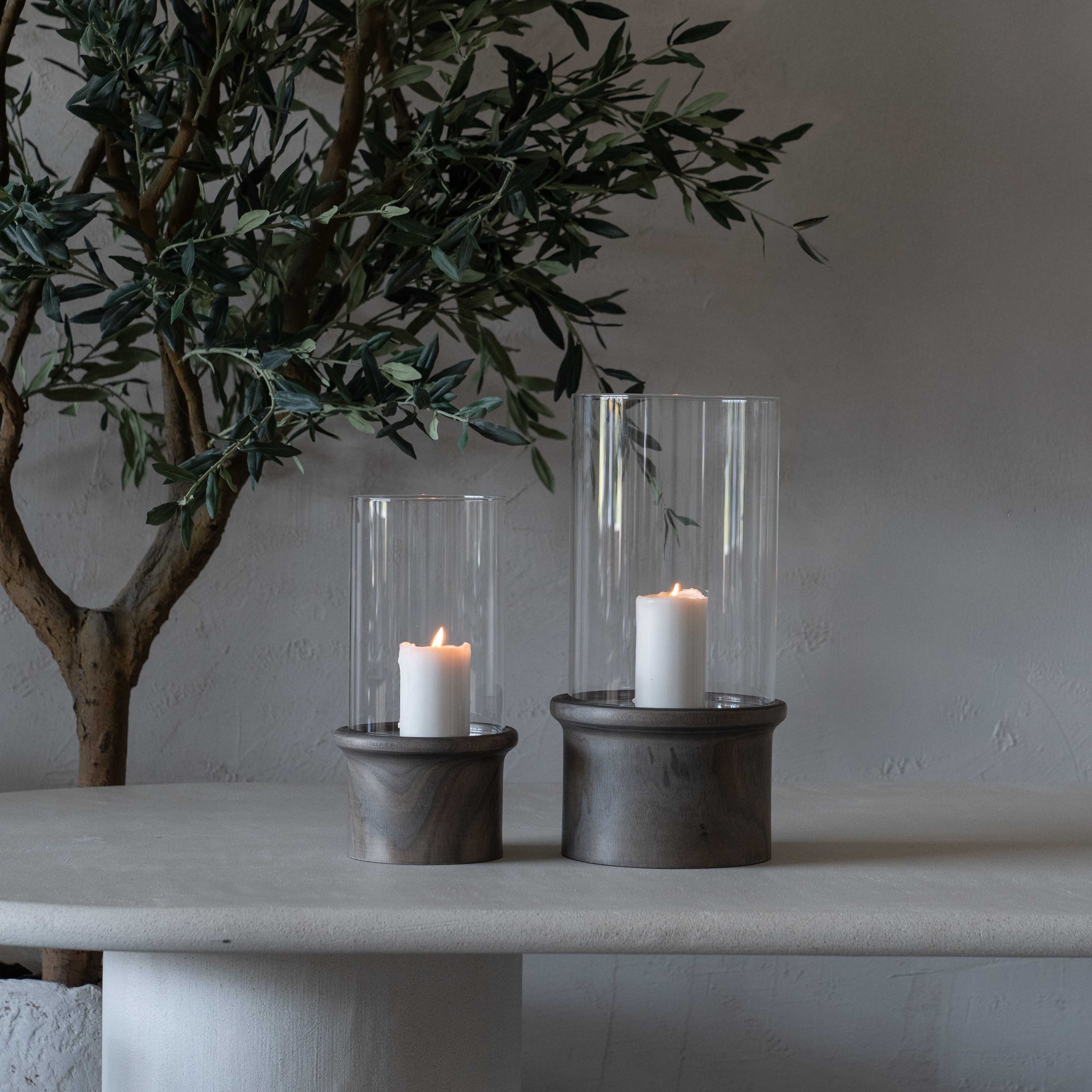 Nest Wood Candle Holder | Lantern with Glass - Candle Holders - WS Living Furniture Furniture Store in Dubai