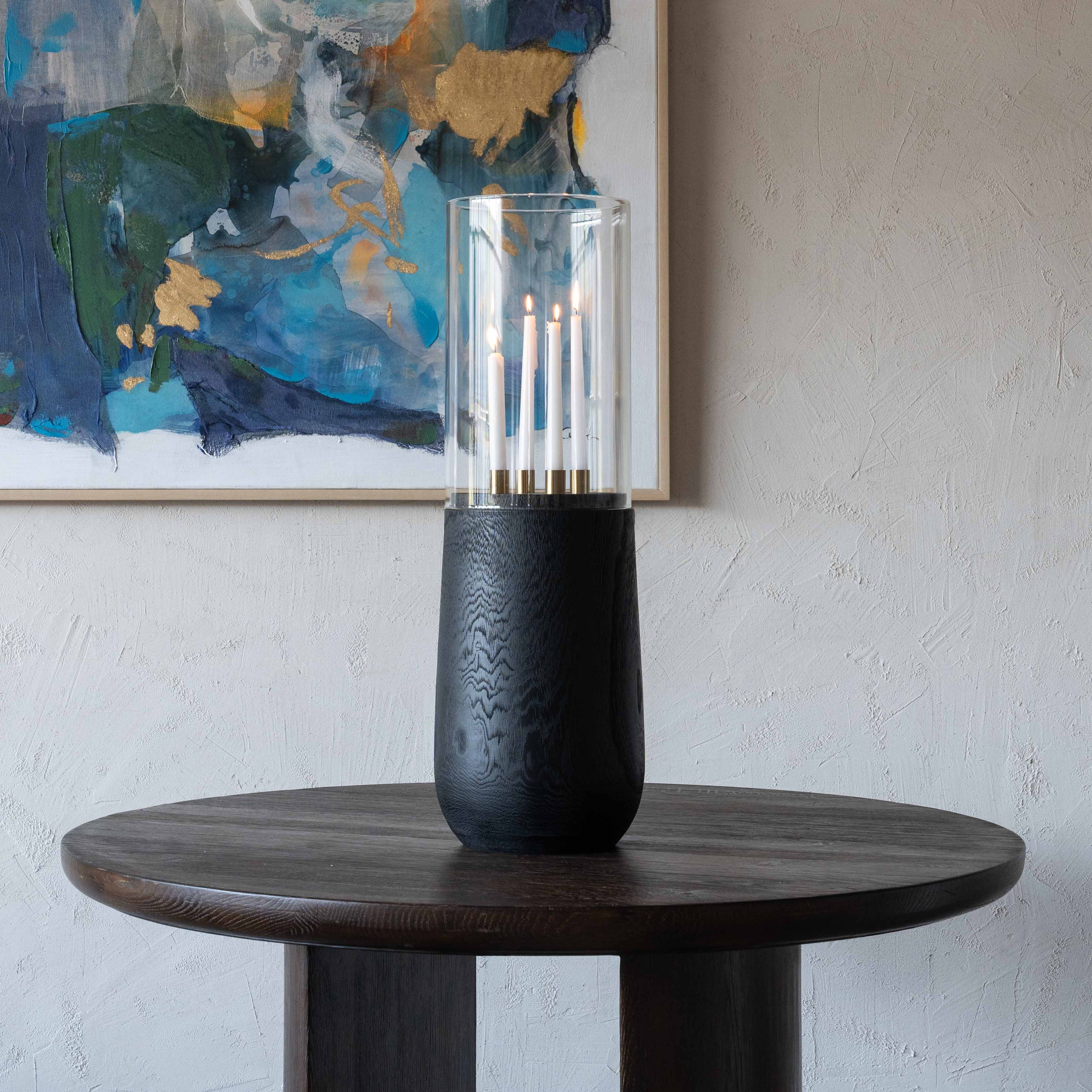 Flicker Solid Wood And Glass Candle Holder - - WS Living - UAE Home Furniture Stores in Dubai