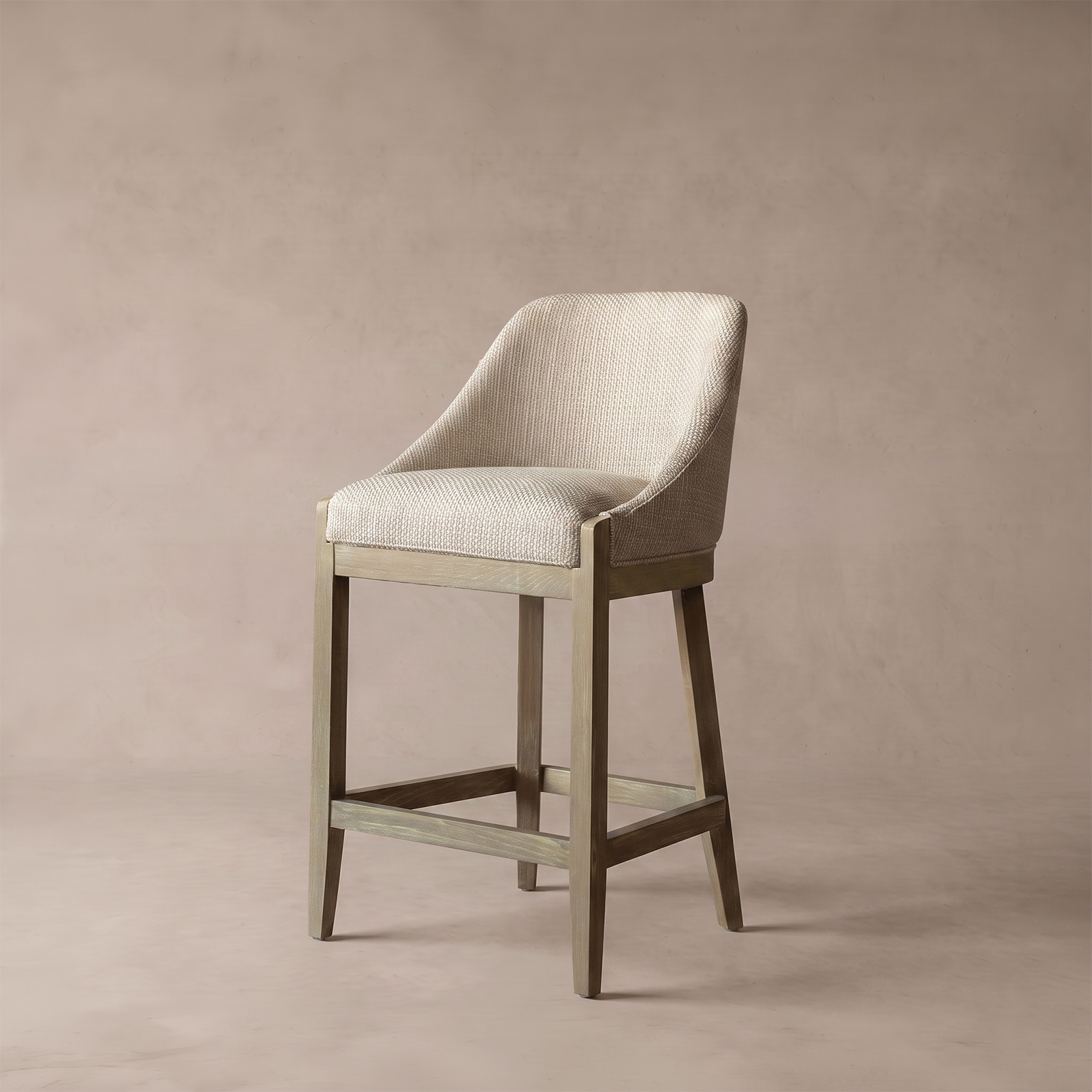 Remi Oak Wood Bar Stool With Backrest