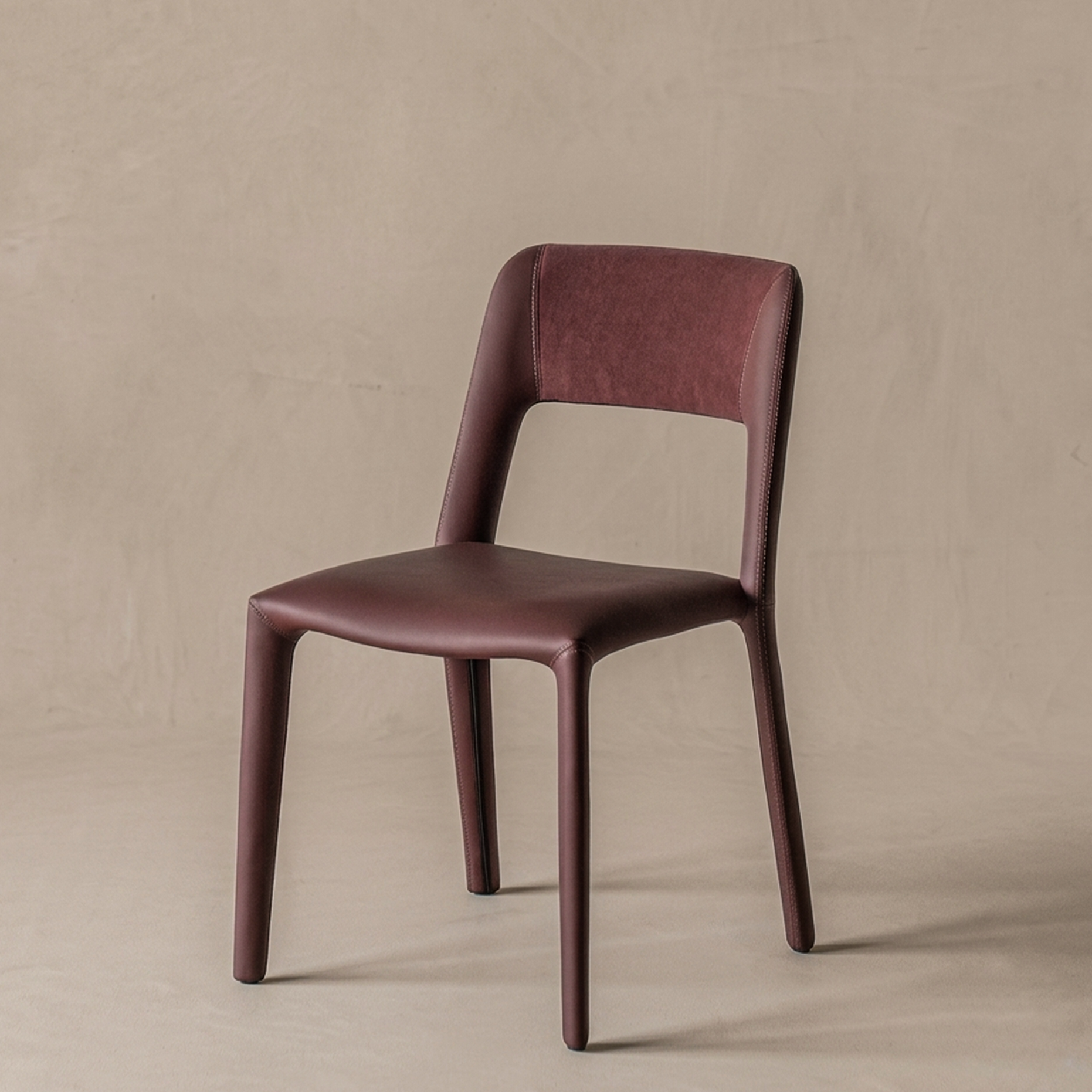 Valdaro Modern Leather Dining Chair - Burgundy