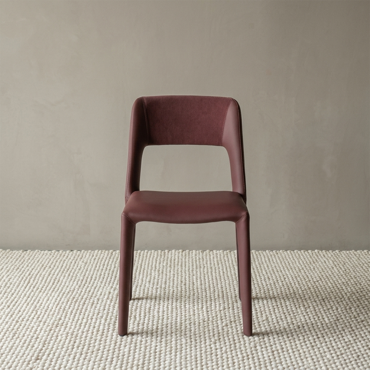 Valdaro Modern Leather Dining Chair - Burgundy