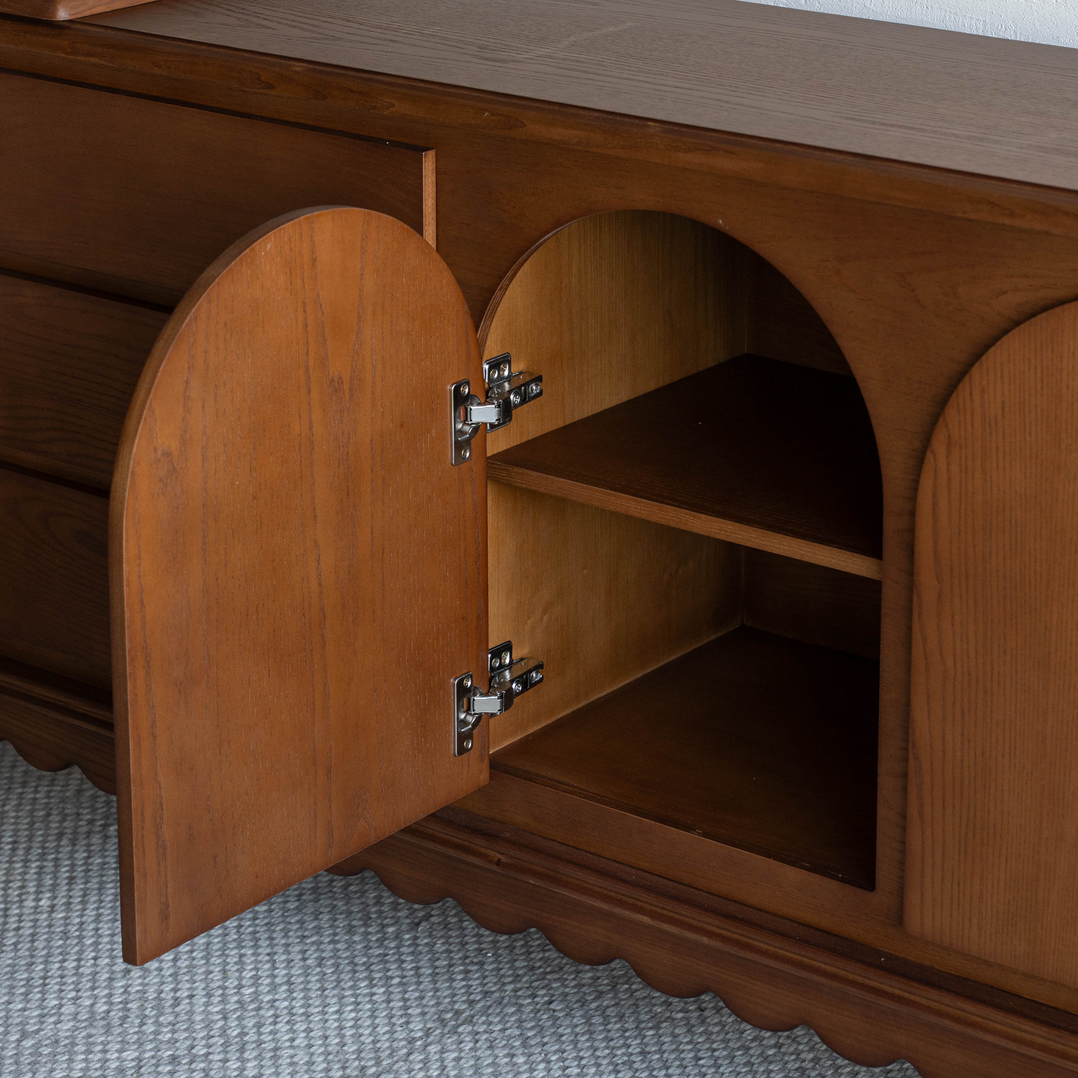 Mid Century Arch Door Dressing Table & Desk With Chair - WALNUT - Dressing Table - WS Living Furniture Furniture Store in Dubai