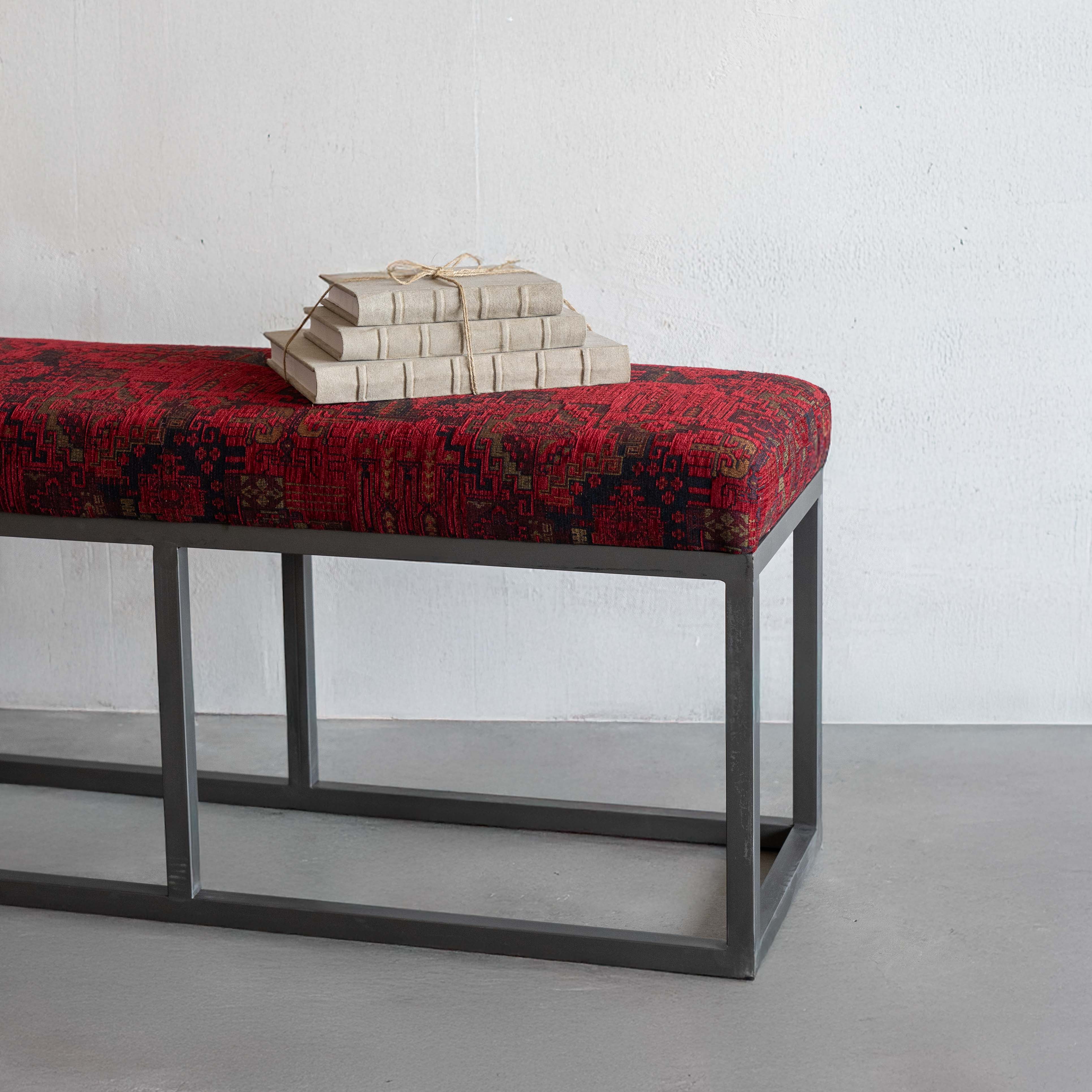 Nordic Classic Industrial Style Bench - Red - Benches - WS Living Furniture Furniture Store in Dubai
