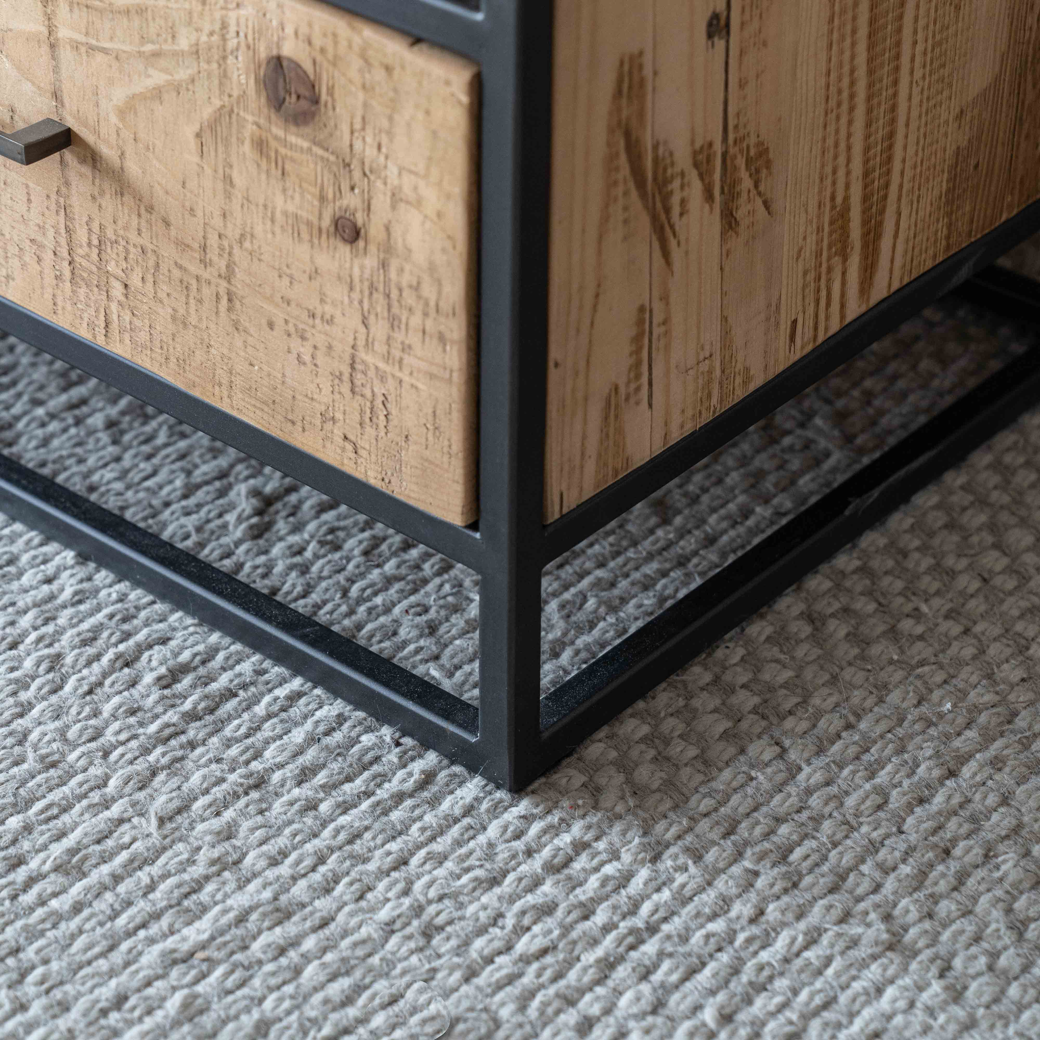 Urban Classic Industrial Solid Pine Wood TV Unit - 3 Drawers - TV Units - WS Living Furniture Furniture Store in Dubai