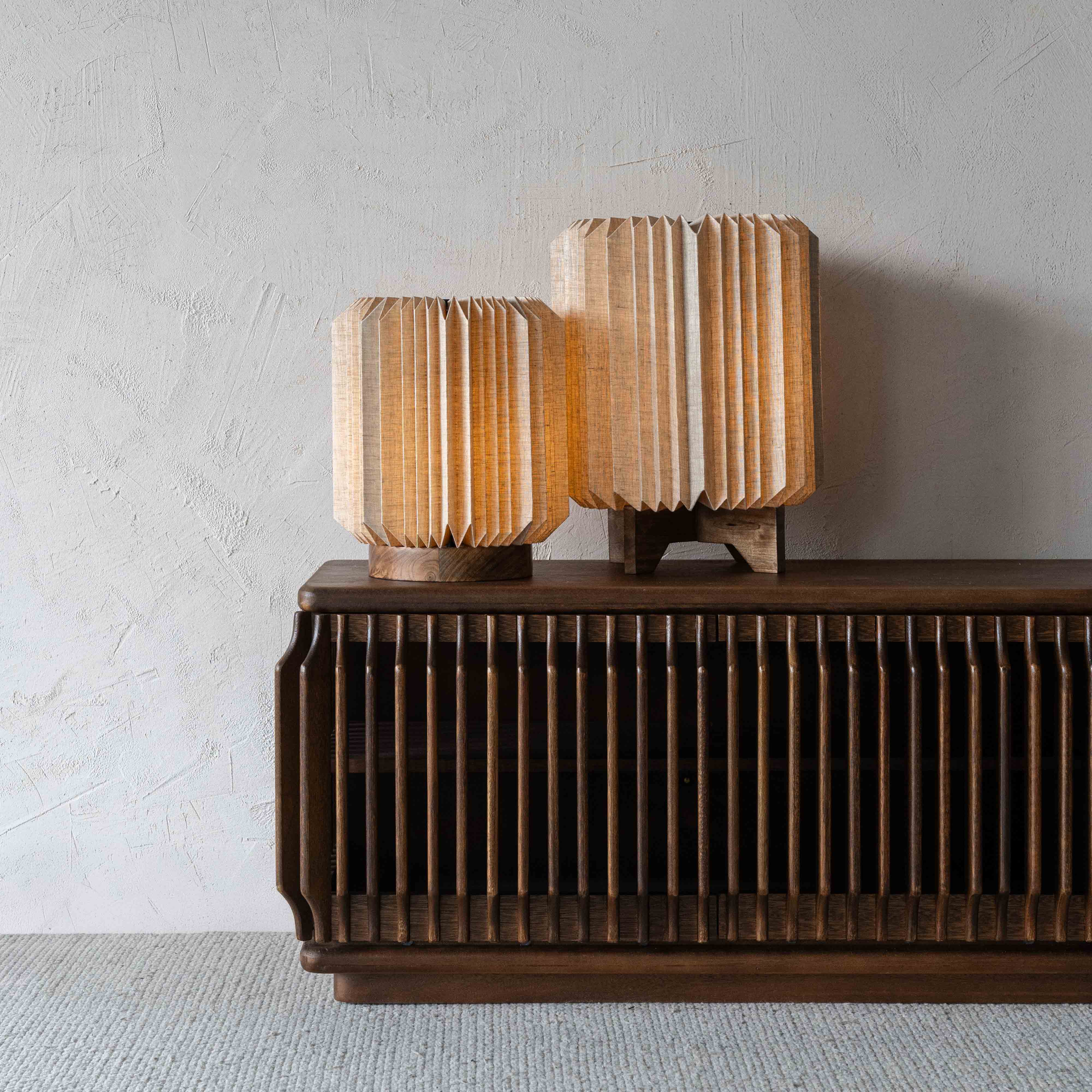 LumiCraft Origami Wooden Base Fabric Shade Modern Table Lamp - Table Lamps - WS Living Furniture Home Furniture Stores in Dubai