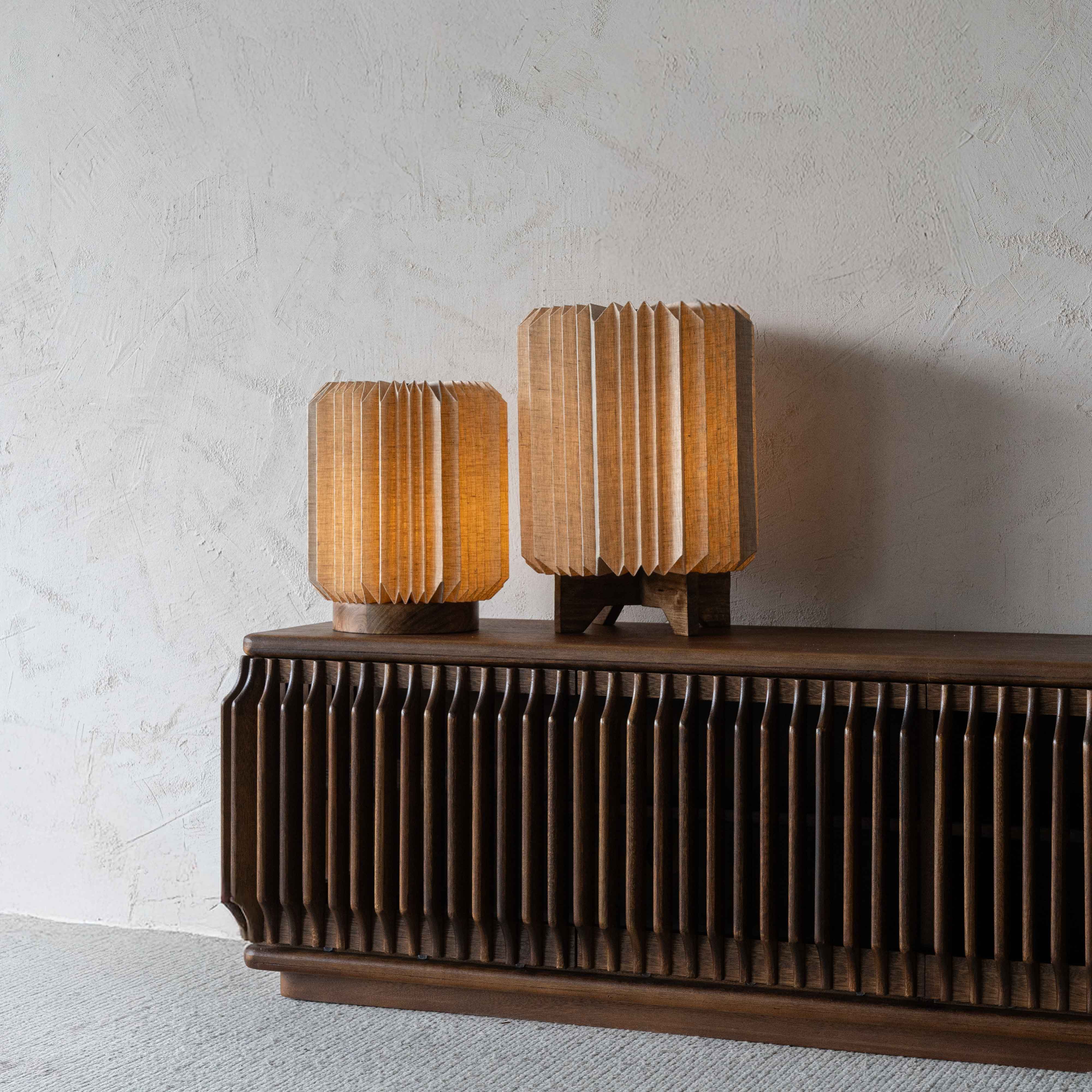 LumiCraft Origami Wooden Base Fabric Shade Modern Table Lamp - Table Lamps - WS Living Furniture Home Furniture Stores in Dubai