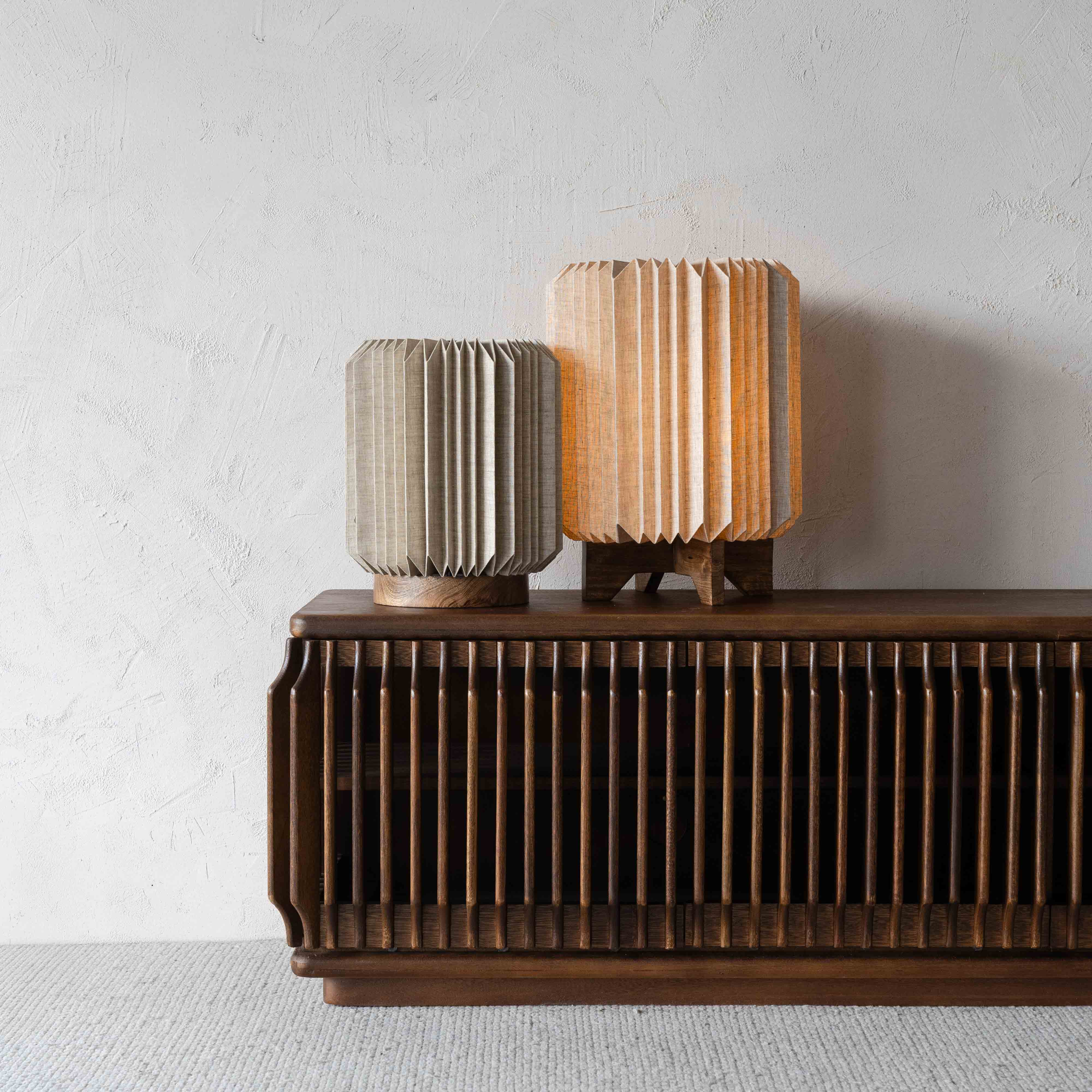 LumiCraft Origami Wooden Base Fabric Shade Modern Table Lamp - Table Lamps - WS Living Furniture Home Furniture Stores in Dubai