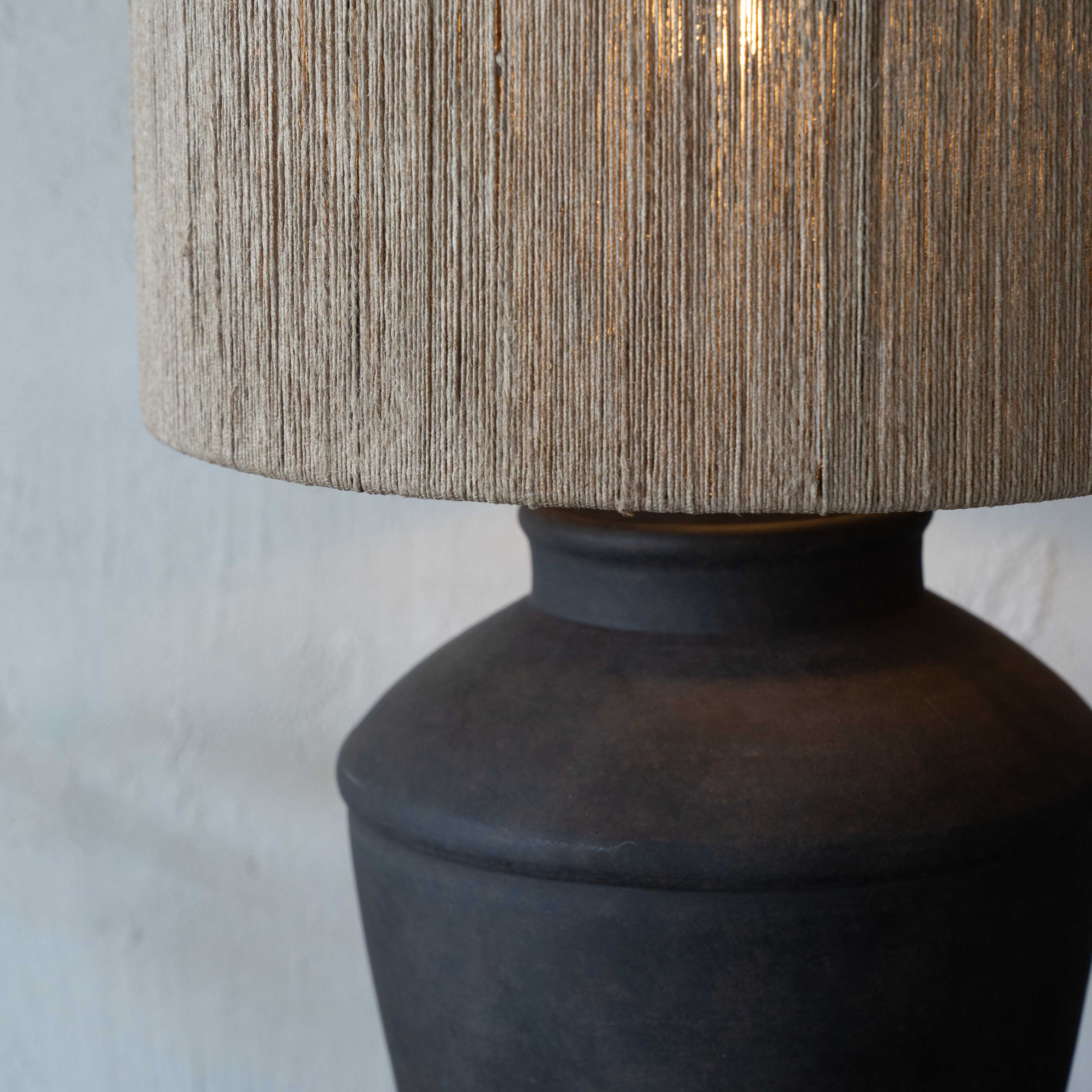 Lume Cement Pot Base Jute Shade Wabi Sabi Table Lamp - CT-594 - Table Lamps - WS Living Furniture Furniture Store in Dubai